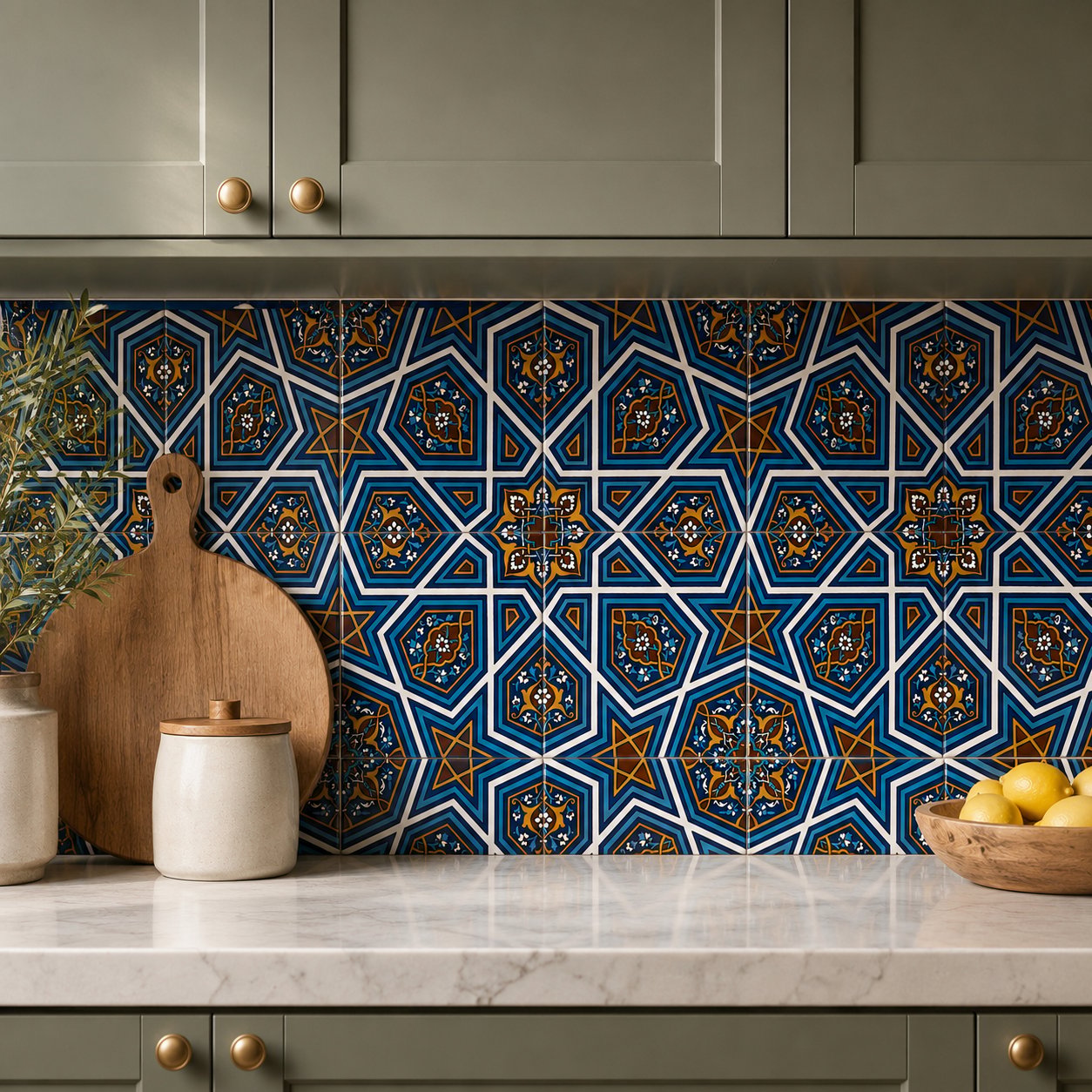 Armada Çini 20x20 Cm SP 48 Kütahya Çinisi Selçuklu Desenli Çini Karo