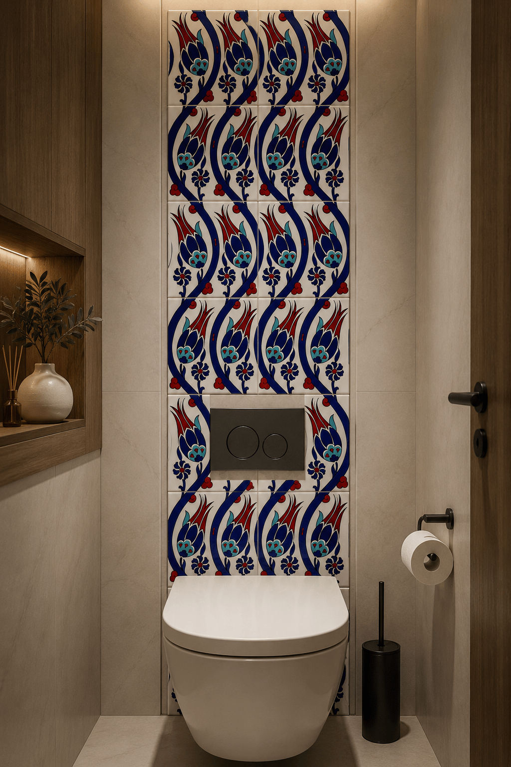 Armada Çini 20x20 Cm SP 77 Kütahya Çinisi İznik Lale Desen Çini Karo