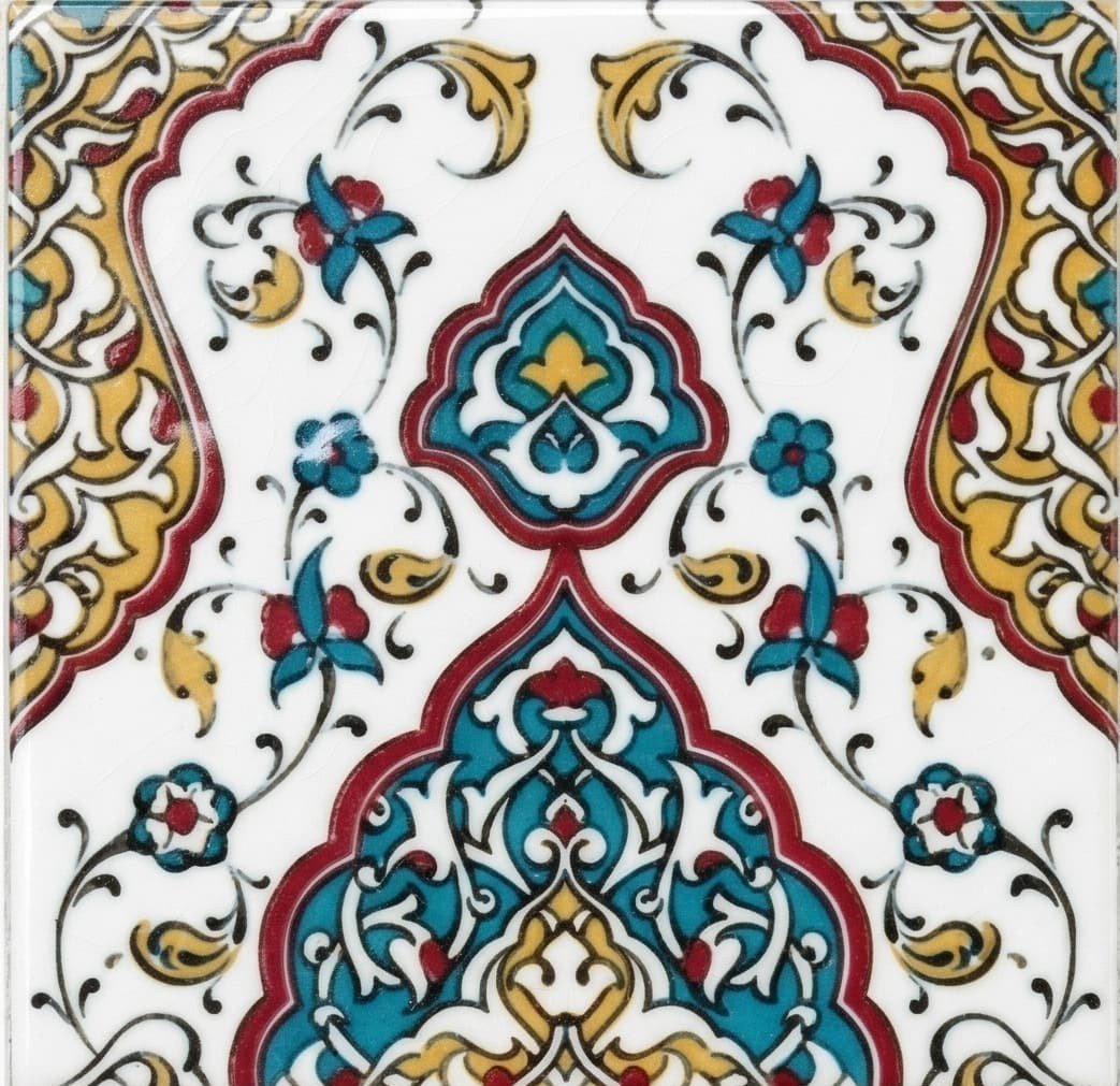 Armada Çini 20x20 Cm SP 79 Kütahya Çinisi Osmanlı Desenli Turkuaz  Çini Karo