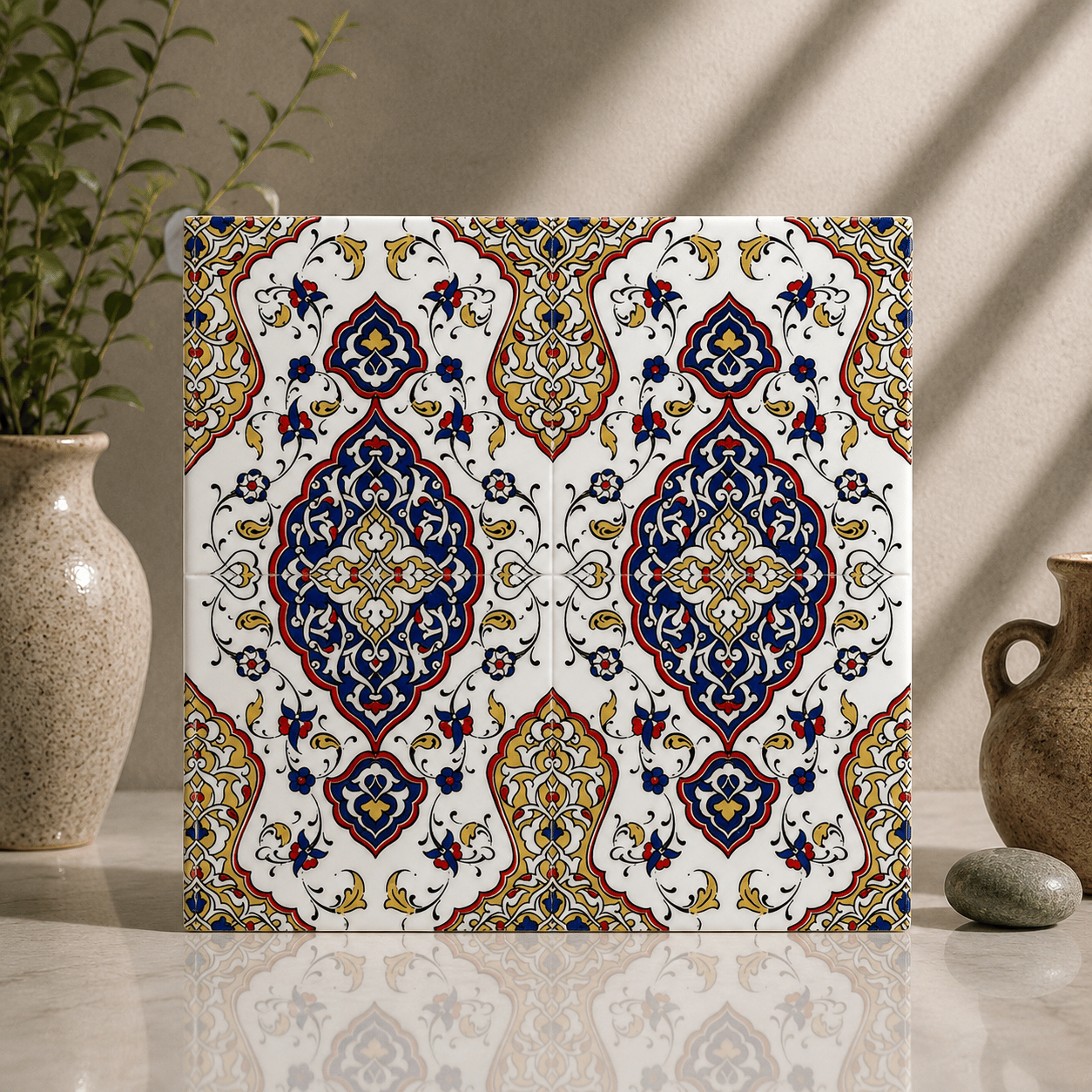 Armada Çini 20x20 Cm SP 79 Kütahya Çinisi Osmanlı Desenli Çini Karo
