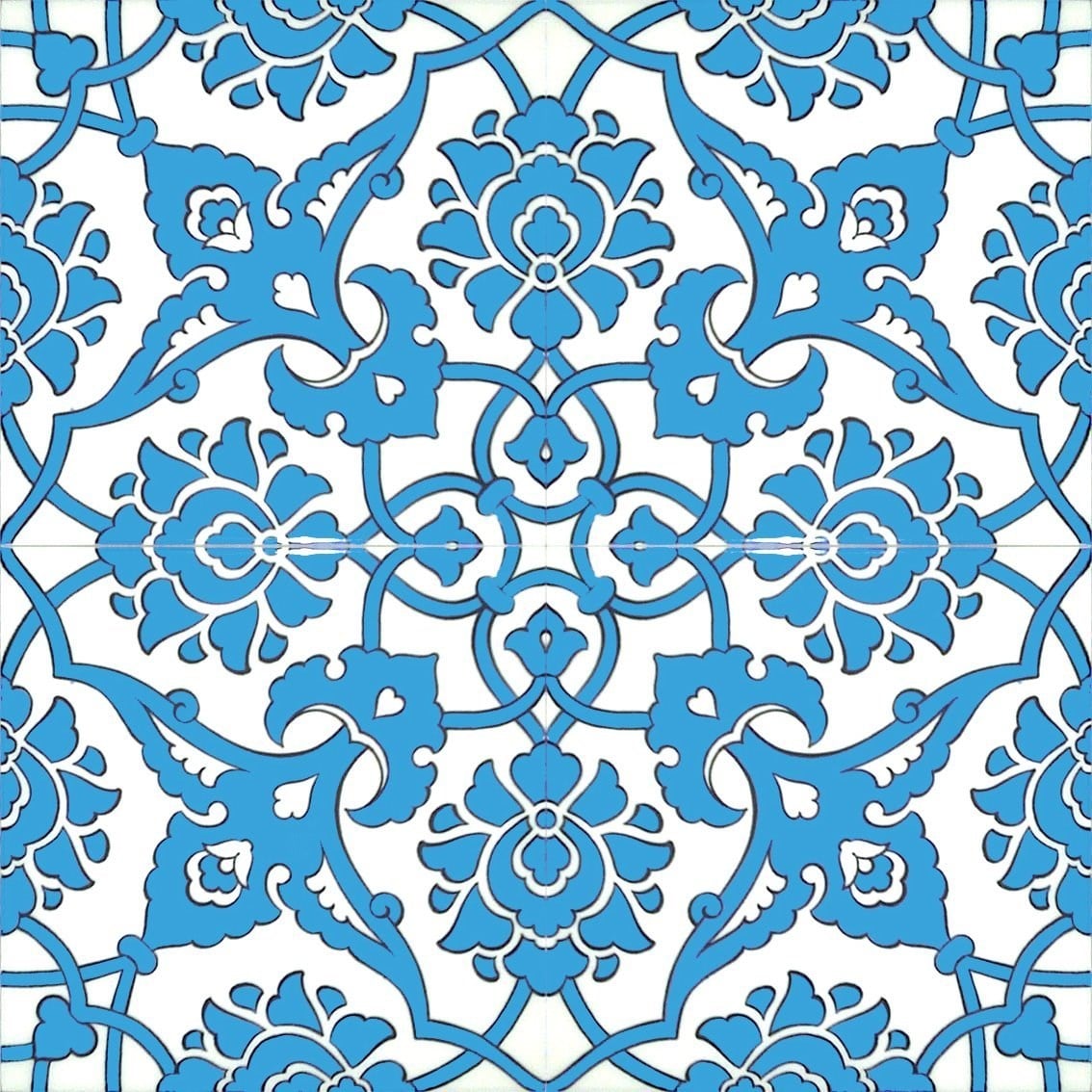 Armada Çini 20x20 Cm SP 83 Mavi Beyaz İznik Rumi Kütahya Çini Karo
