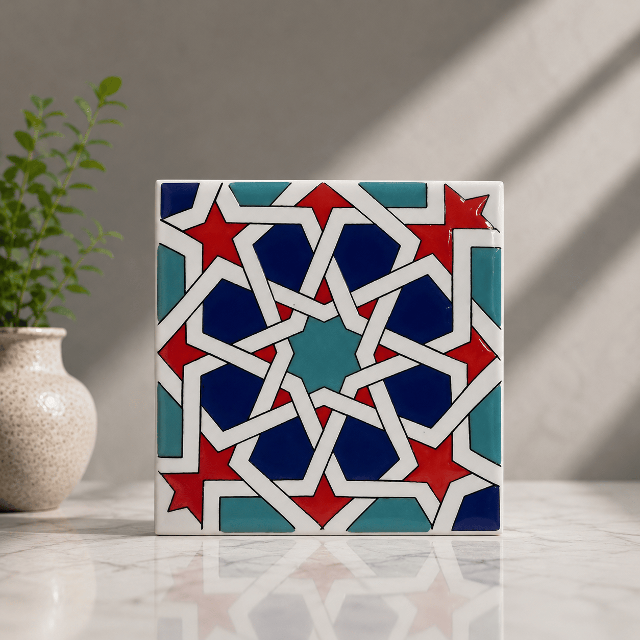 Armada Çini 20x20 Cm SP 88 Kütahya Çinisi Maroc Desenli Çini Karo