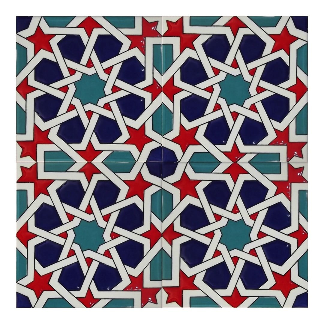 Armada Çini 20x20 Cm SP 88 Kütahya Çinisi Maroc Desenli Çini Karo