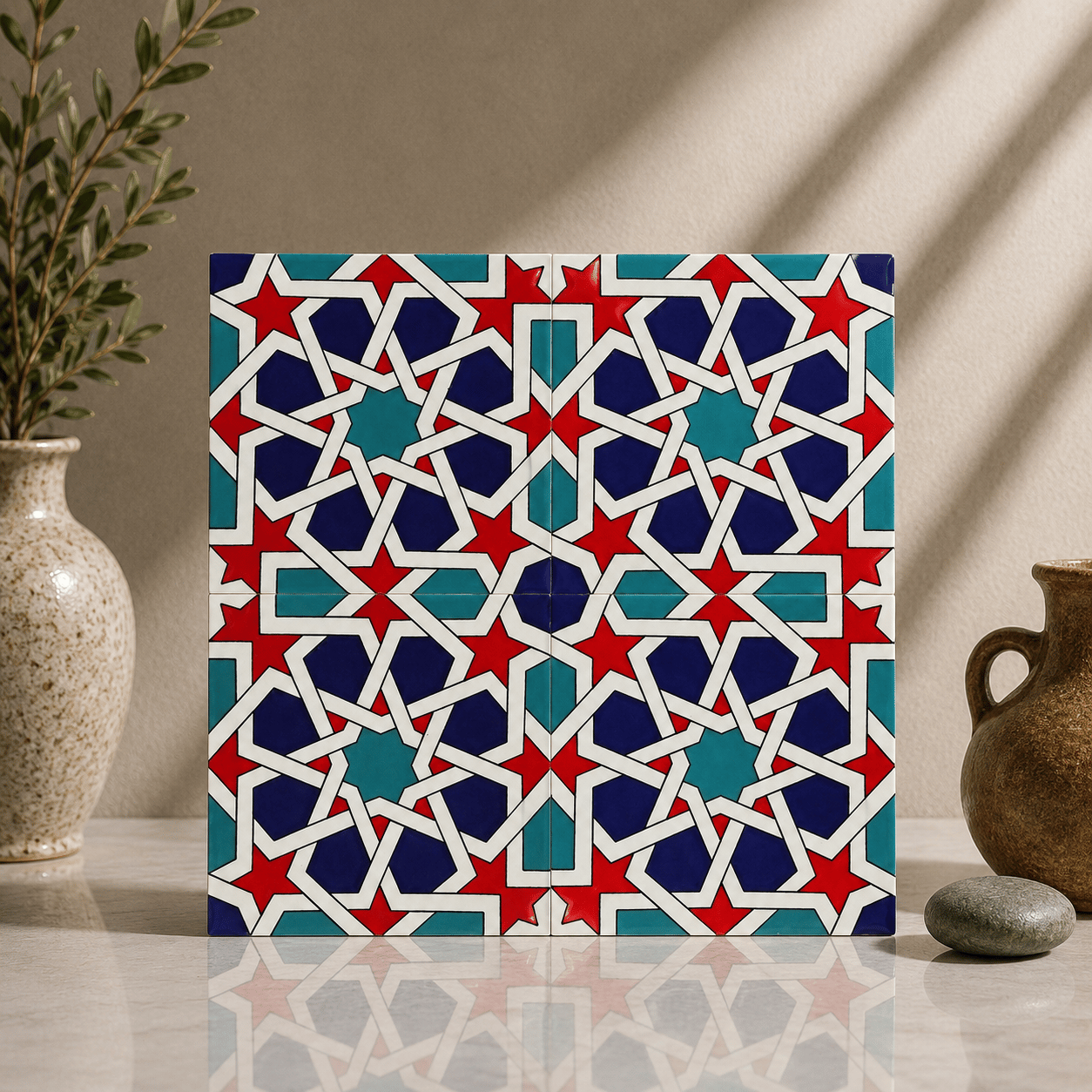 Armada Çini 20x20 Cm SP 88 Kütahya Çinisi Maroc Desenli Çini Karo