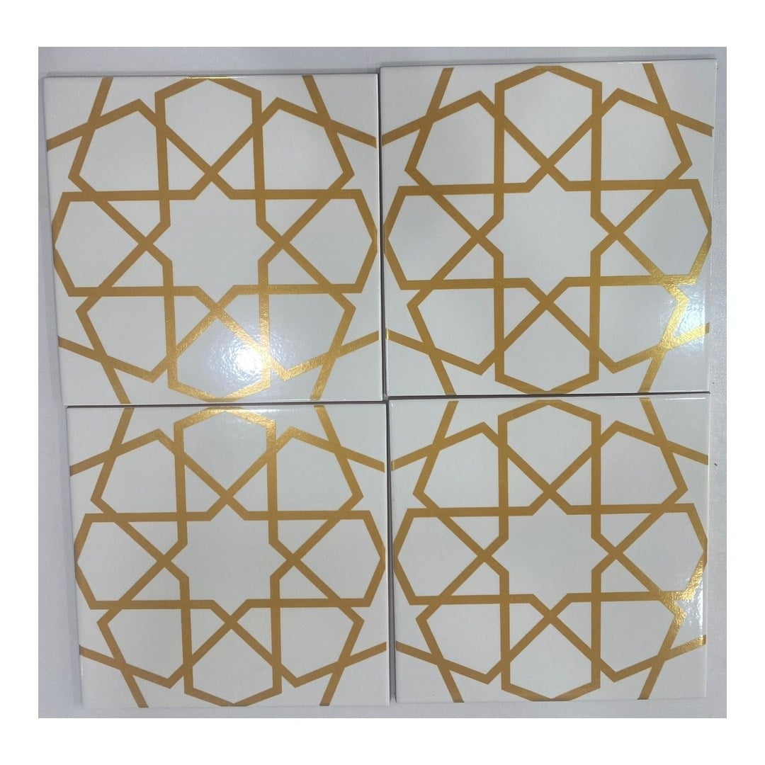Armada Çini 20x20 Cm SP 89 Beyaz Metalik Kütahya Çinisi Karo