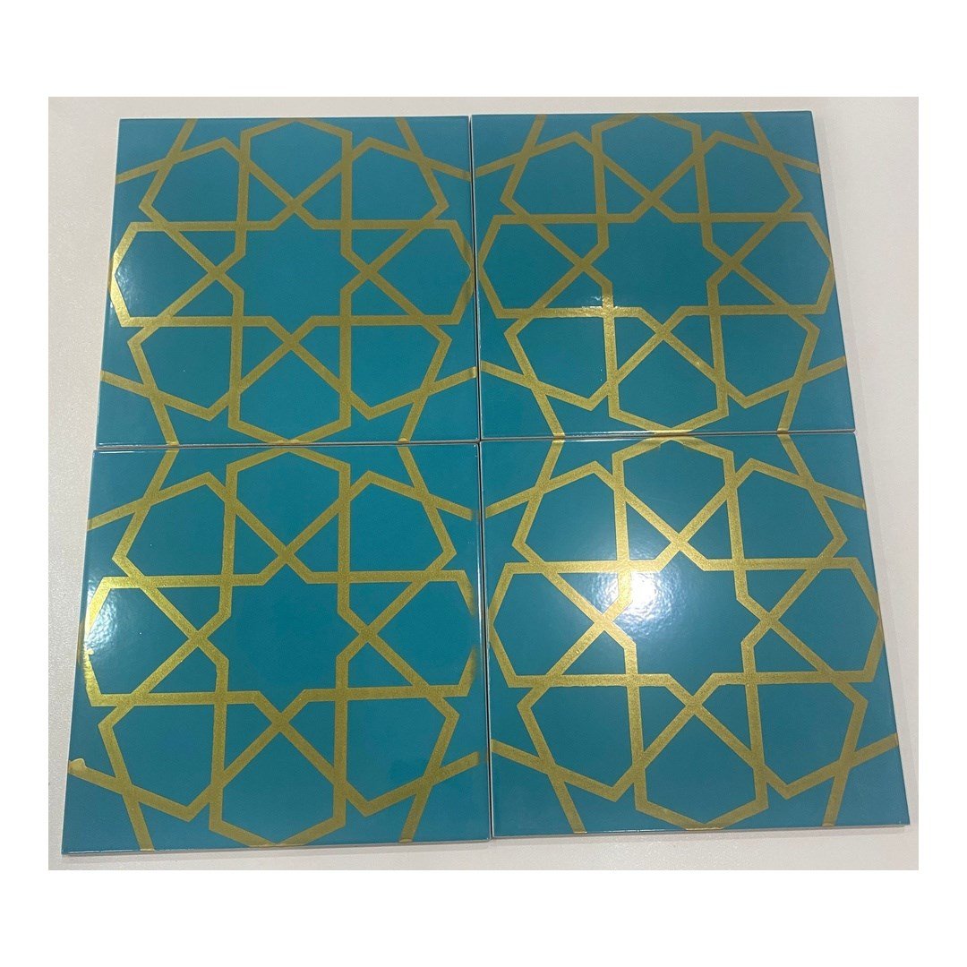 Armada Çini 20x20 Cm SP 89 Turkuaz Metalik Serigraf Türk Hamamı Pano