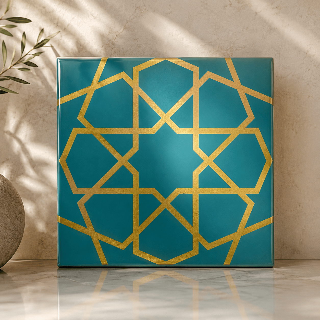 Armada Çini 20x20 Cm SP 89 Turkuaz Metalik Serigraf Türk Hamamı Pano
