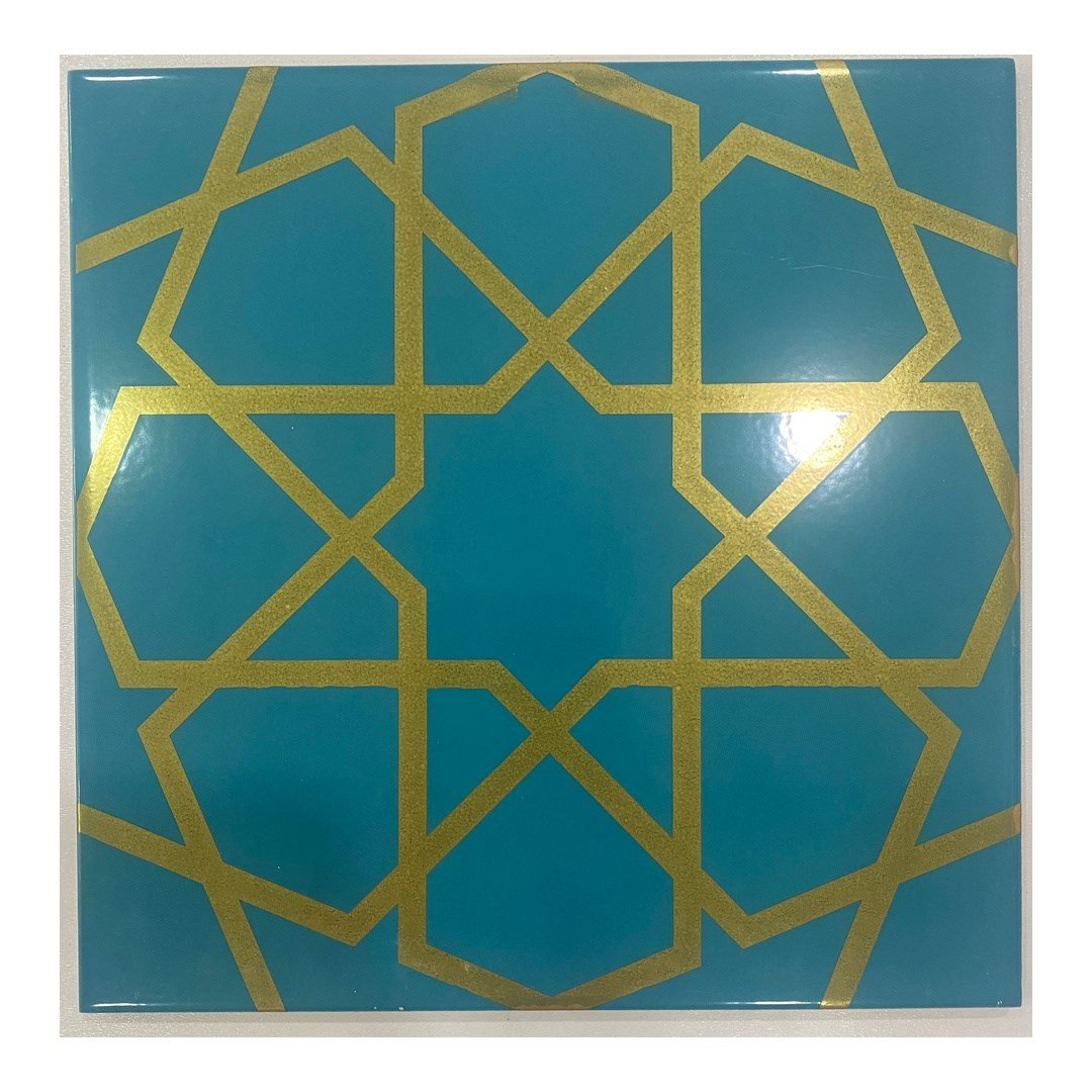 Armada Çini 20x20 Cm SP 89 Turkuaz Metalik Serigraf Türk Hamamı Pano