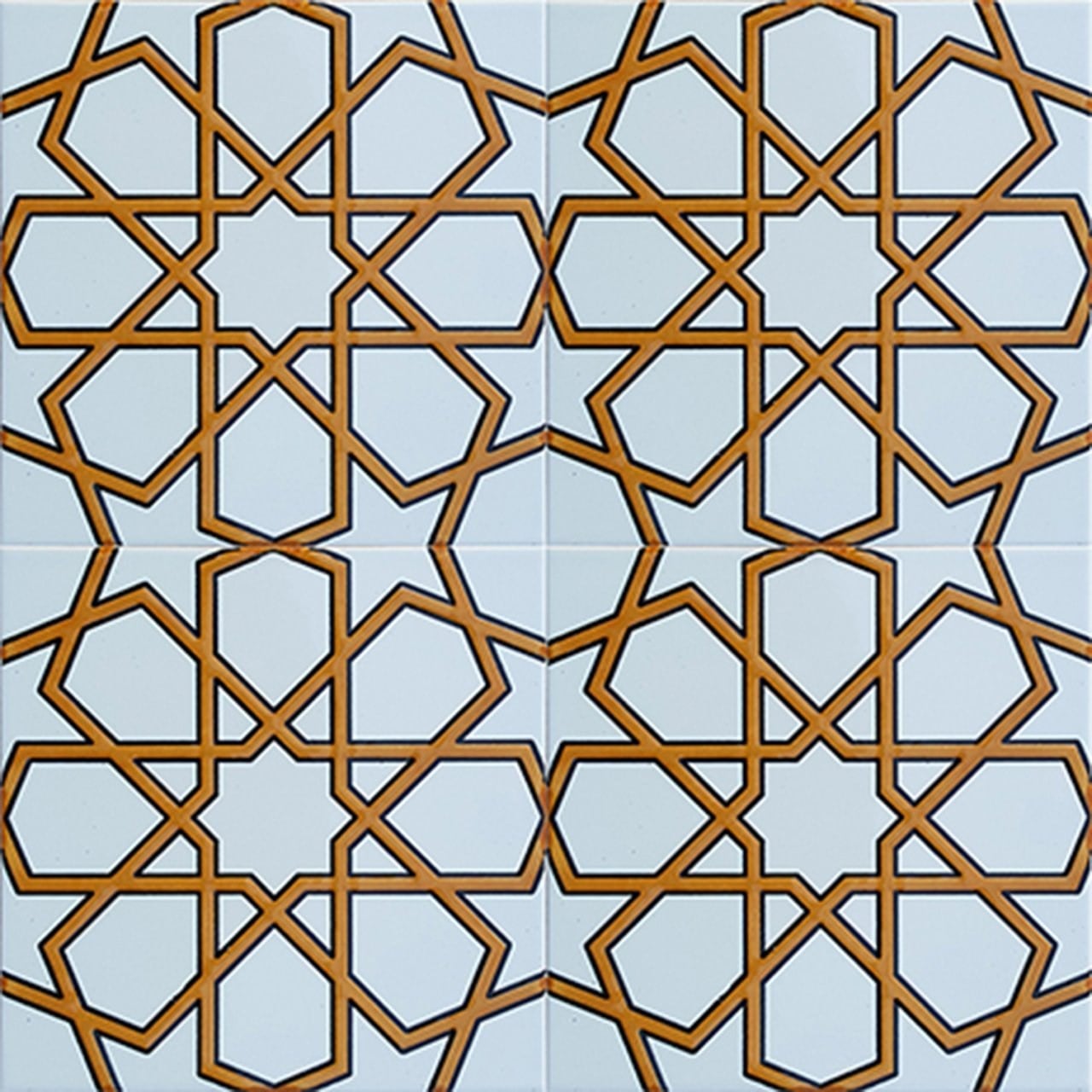 Armada Çini 20x20 Cm SP 89-v Sarı Beyaz Türkmen Yıldızı Çini Karo