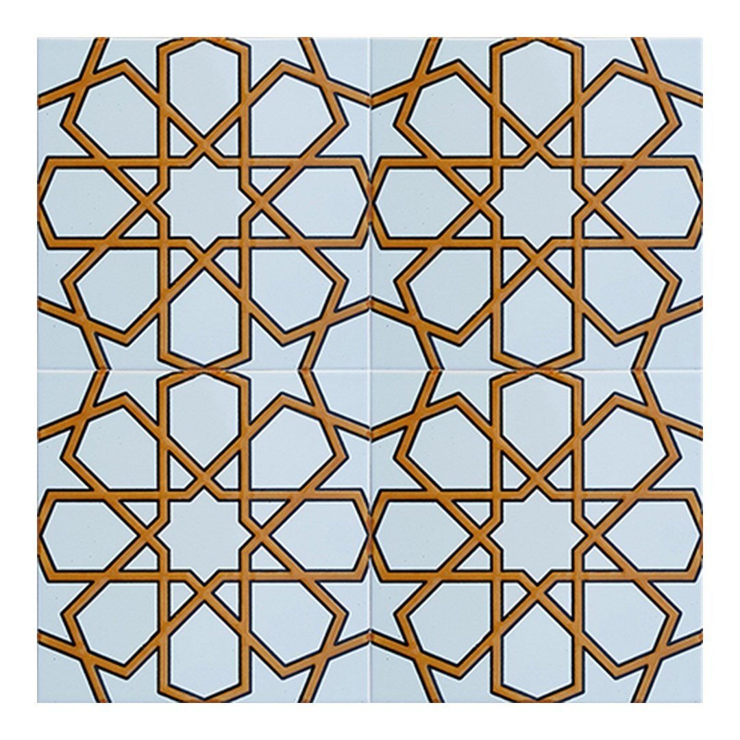 Armada Çini 20x20 Cm SP 89-v Sarı Beyaz Türkmen Yıldızı Çini Karo