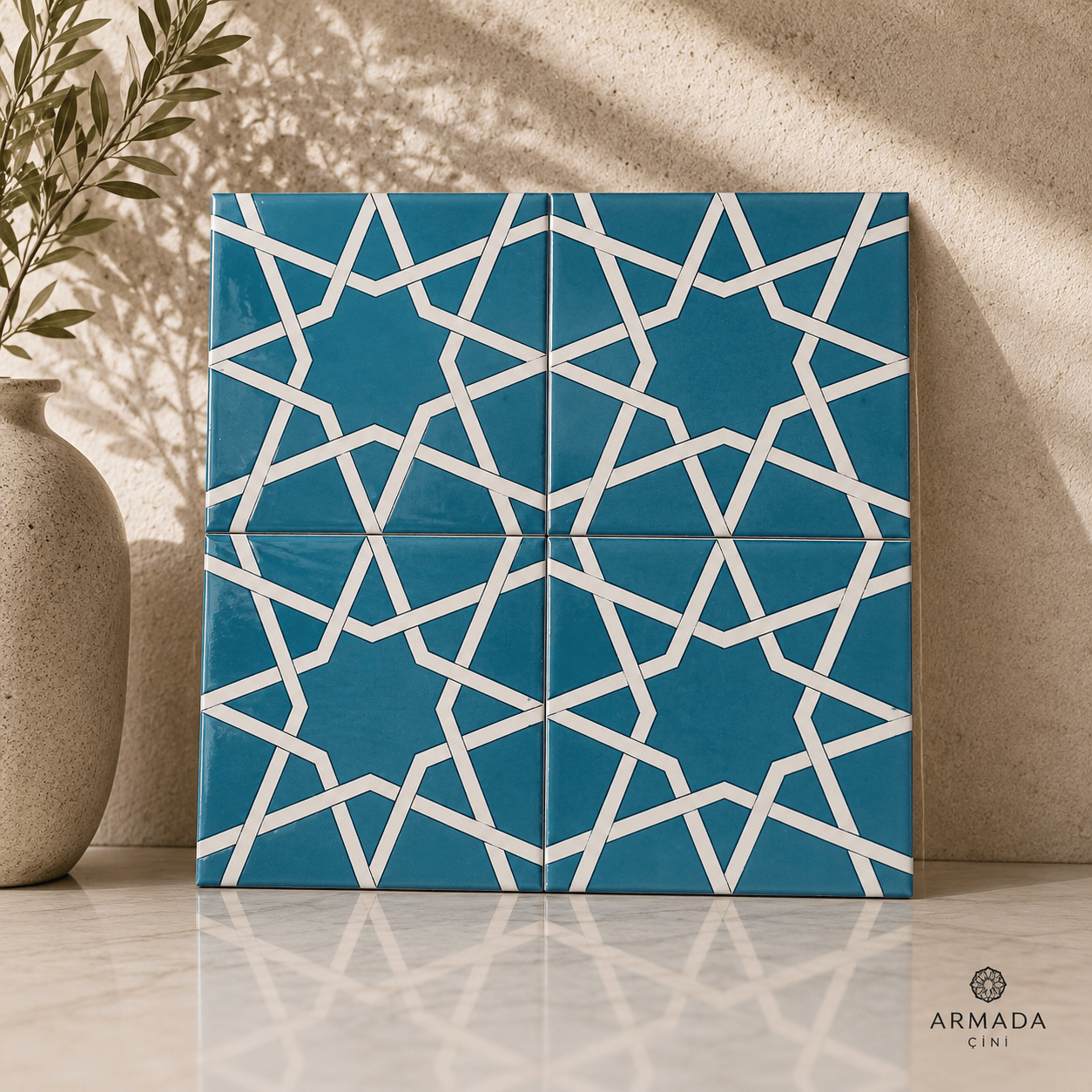 Armada Çini 20x20 Cm SP 94 Yıldız Kütahya Çinisi Selçuklu Çini Karo