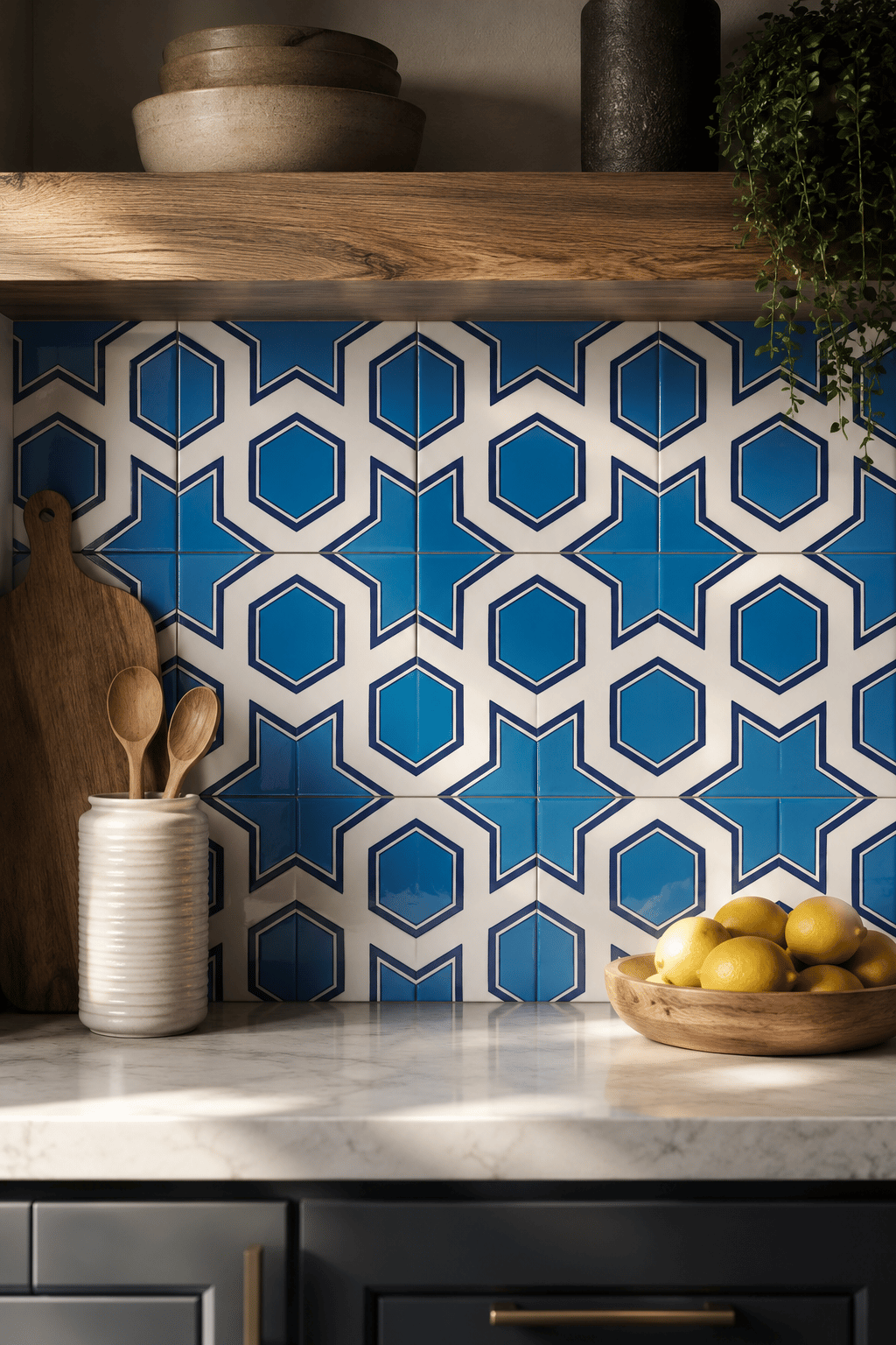 Armada Çini 20x20 Cm SP 98-v Yıldız Desenli Kütahya İznik Çini Karo