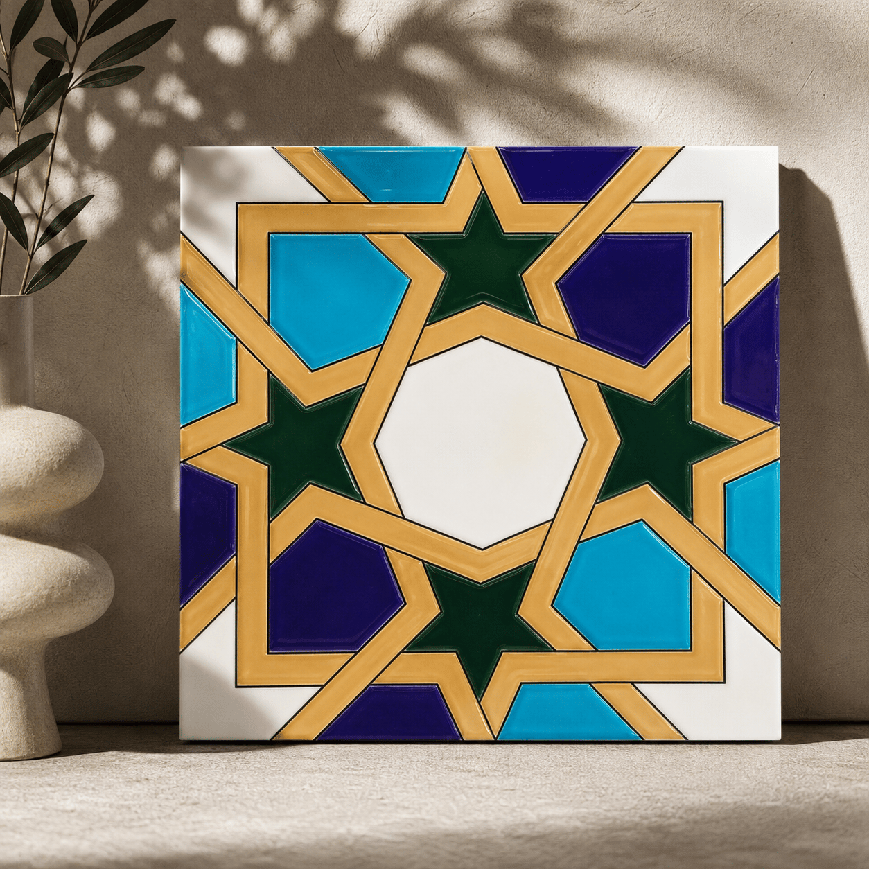 Armada çini 20x20 cm SP 99 Geometrik Tunus desenli Kütahya çinisi