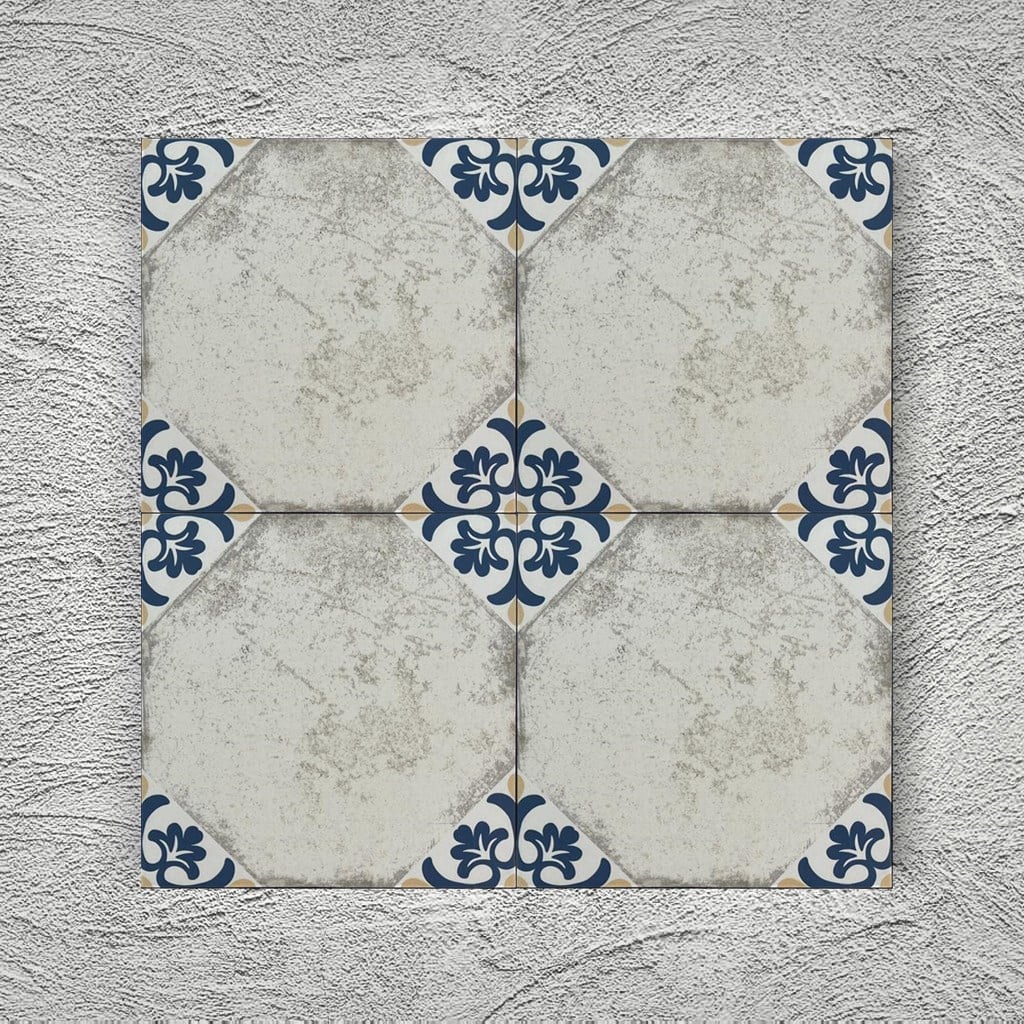 Armada Çini 20x20 Cm YC 11 Siyah Beyaz Yıldız Yer Çinisi
