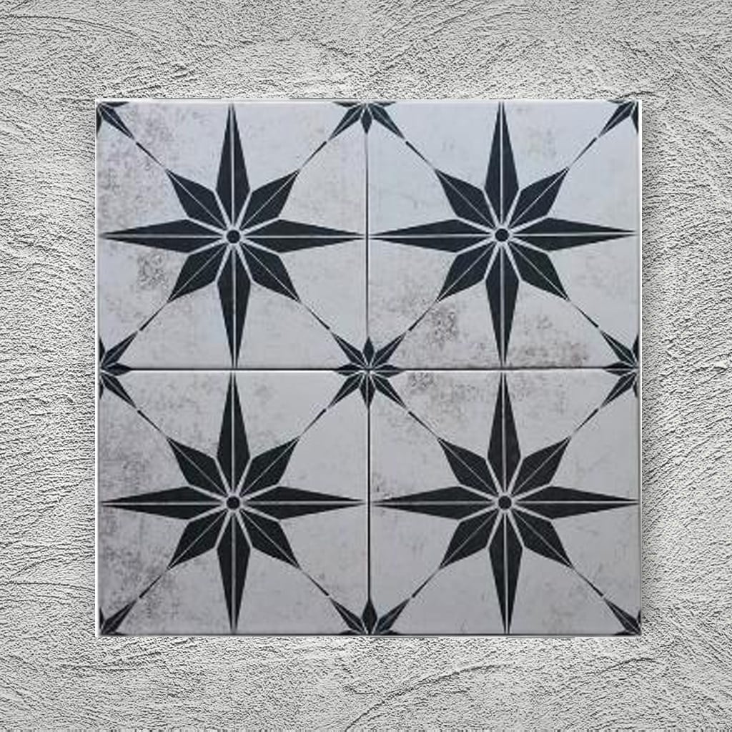 Armada Çini 20x20 Cm YC 13 Siyah Gri Çicek Yer Çinisi