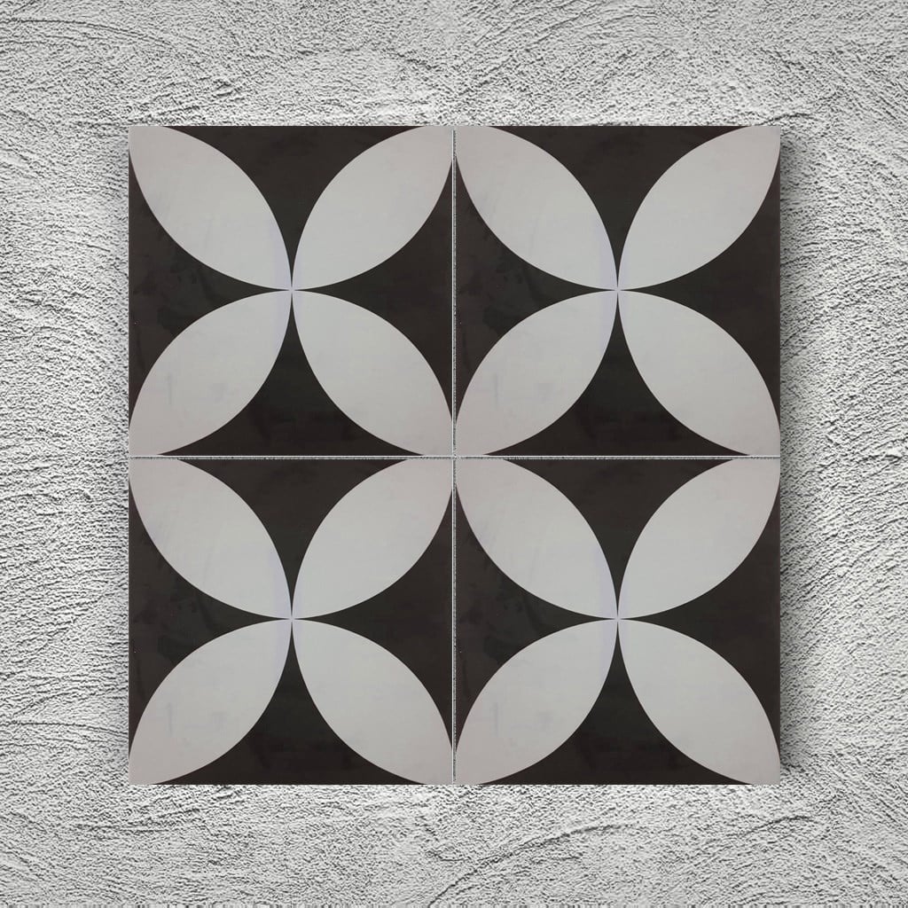 Armada Çini 20x20 Cm YC 4 Siyah Gri Geometrik Yer Çinisi