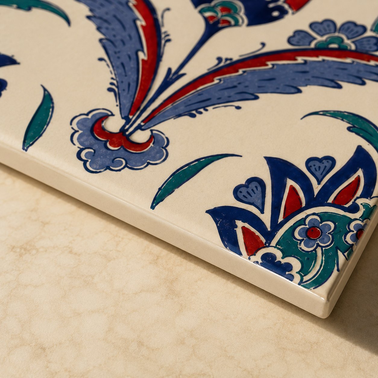 Armada Çini 20x25 Cm AC 1002 Kütahya Çinisi Lale Desenli Çini Karo
