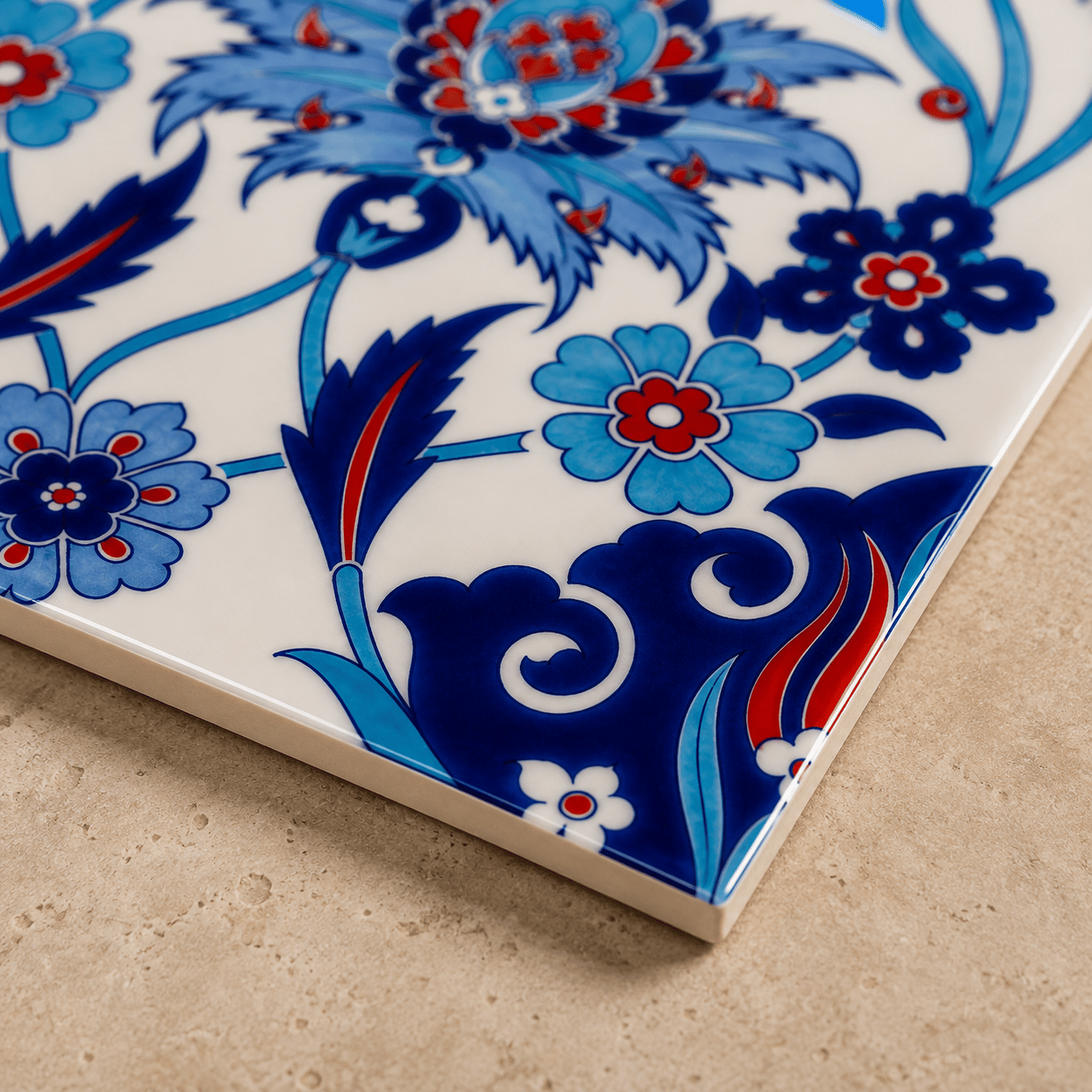Armada çini 20x25 Cm Ac 1004 Kırmızı Laleli Kütahya Çini Seramik Karo