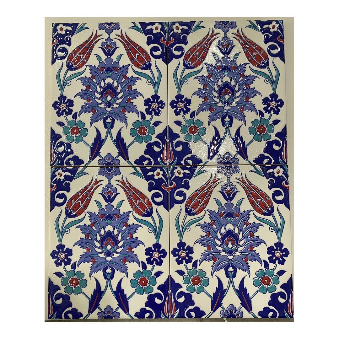 Armada çini 20x25 Cm Ac 1004 Kırmızı Laleli Kütahya Çini Seramik Karo