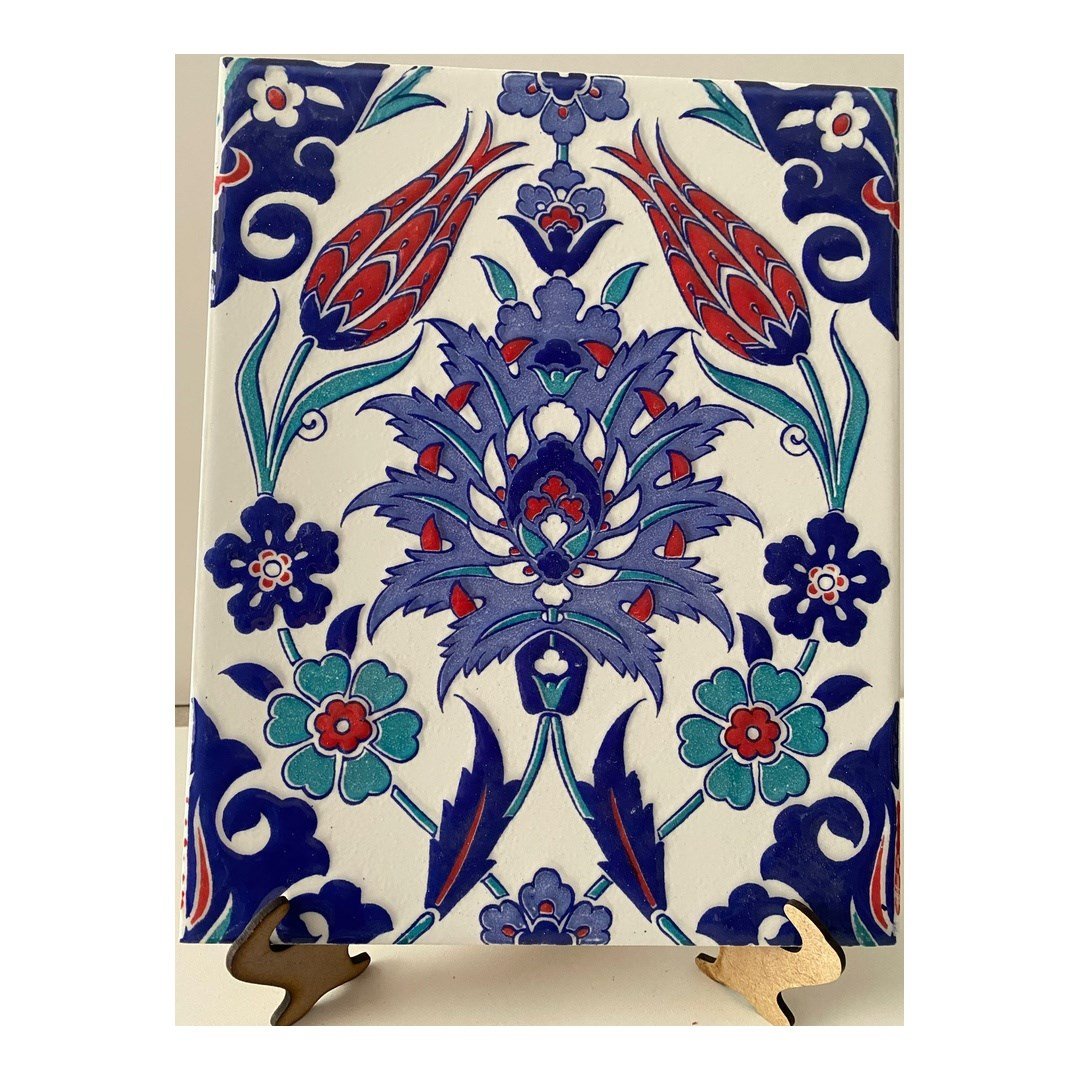 Armada çini 20x25 Cm Ac 1004 Kırmızı Laleli Kütahya Çini Seramik Karo