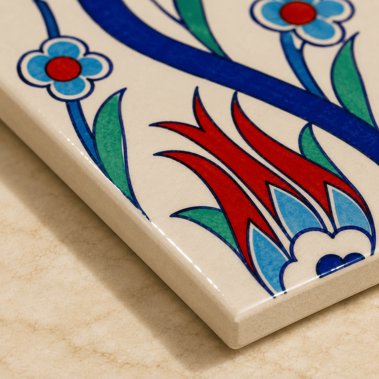 Armada Çini 20x25 Cm Ac 1020 Sarmaşık Laleli Desen Çini Seramik Karo