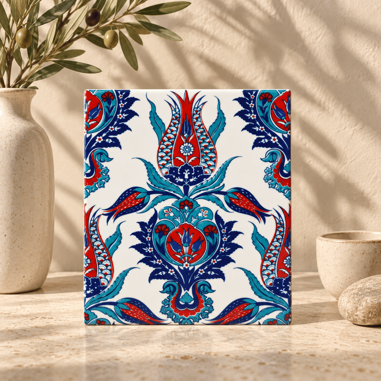 Armada Çini 20x25 Cm Ac 309 Tek Lale Desenli Kütahya Çini Karo