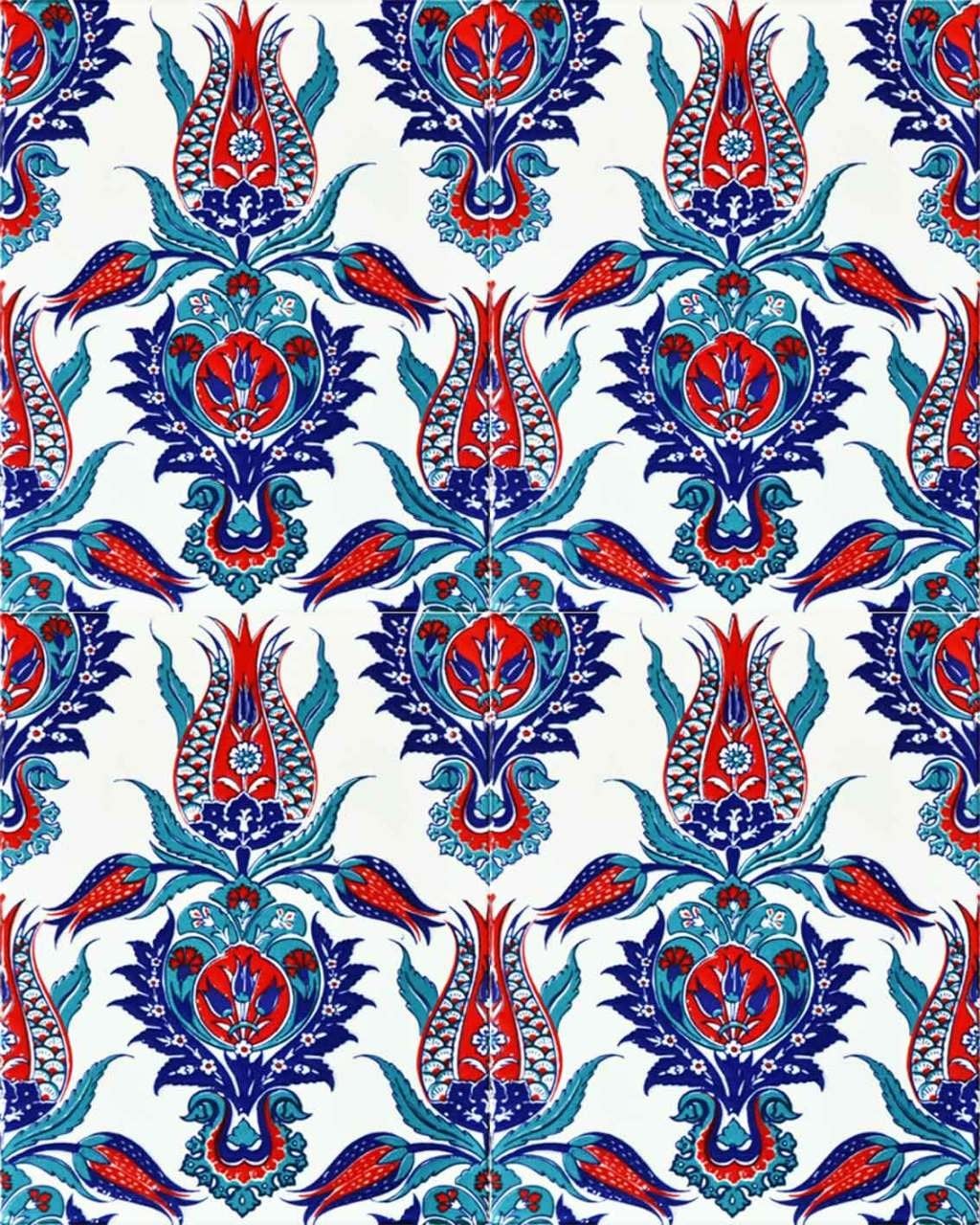 Armada Çini 20x25 Cm Ac 309 Tek Lale Desenli Kütahya Çini Karo
