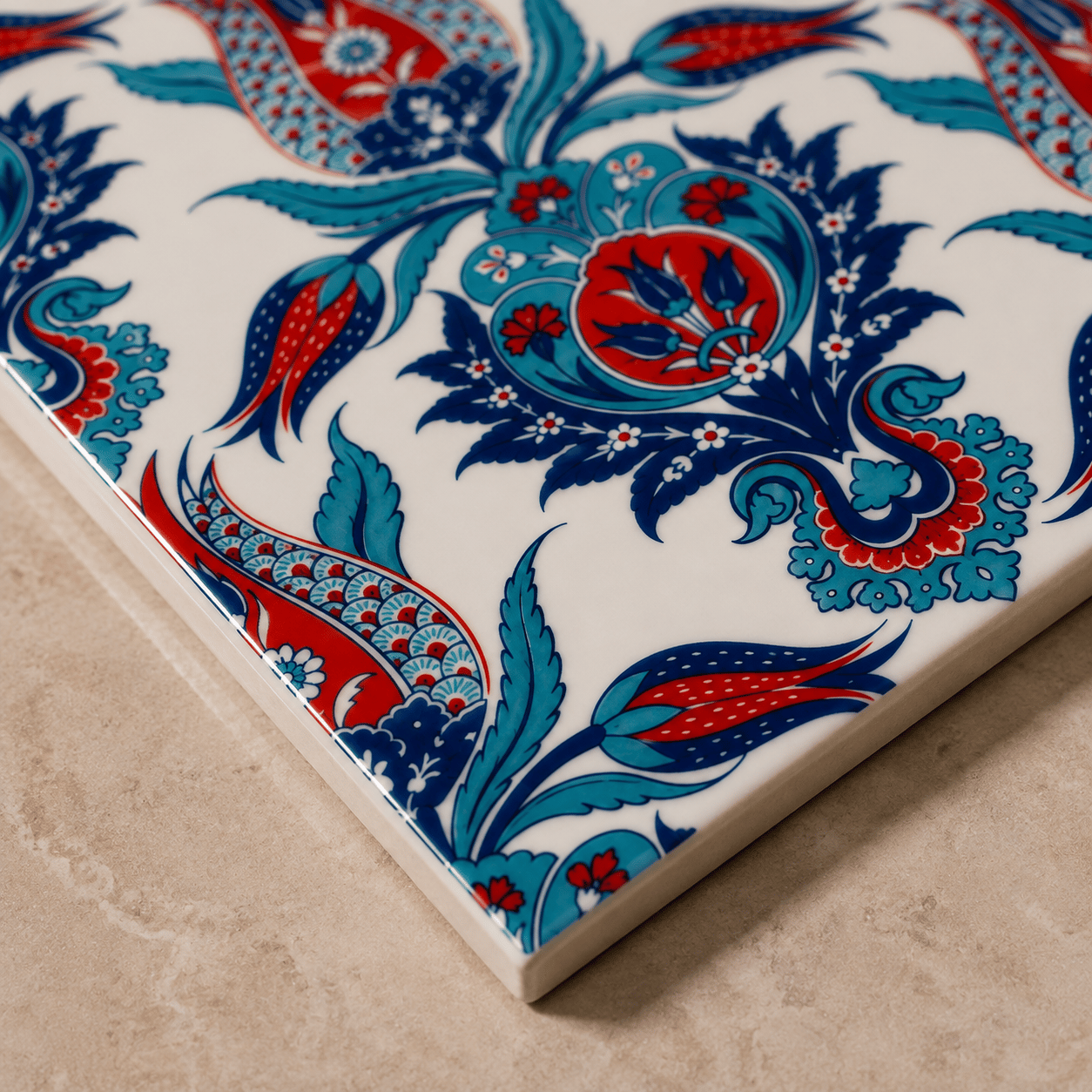 Armada Çini 20x25 Cm Ac 309 Tek Lale Desenli Kütahya Çini Karo