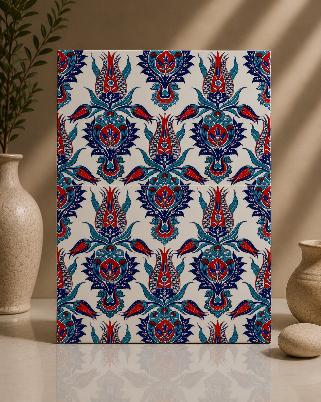 Armada Çini 20x25 Cm Ac 309 Tek Lale Desenli Kütahya Çini Karo