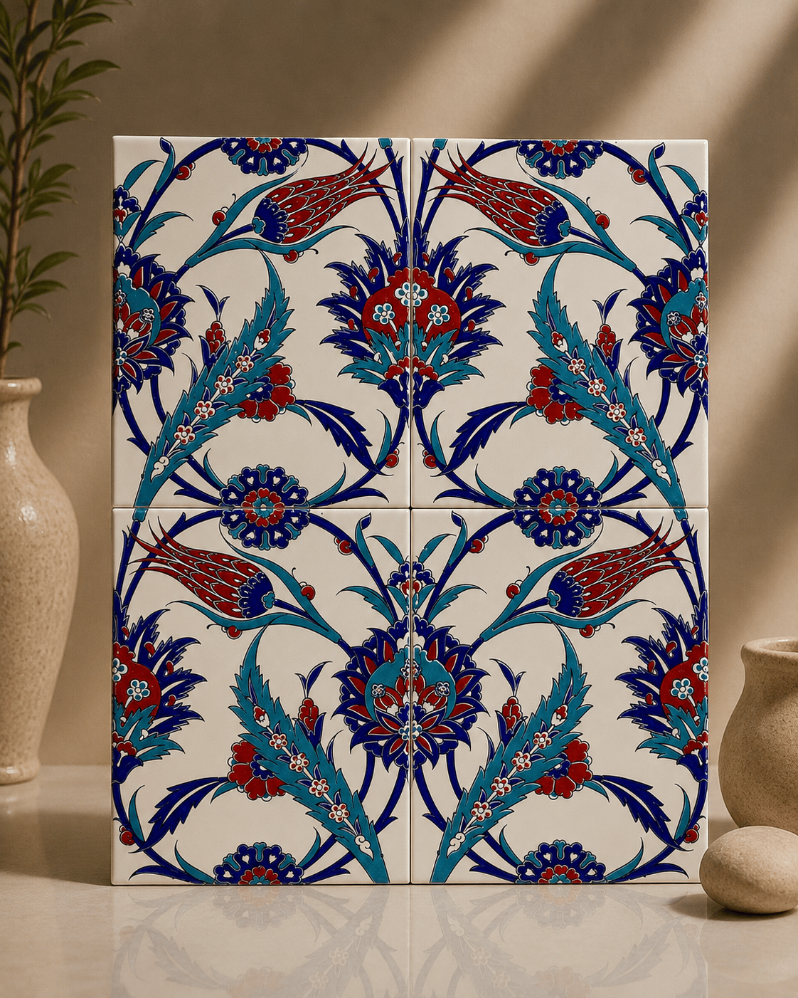 Armada Çini 20x25 Cm Ac 313 Lale Desenli Kütahya Çini Seramik Karo