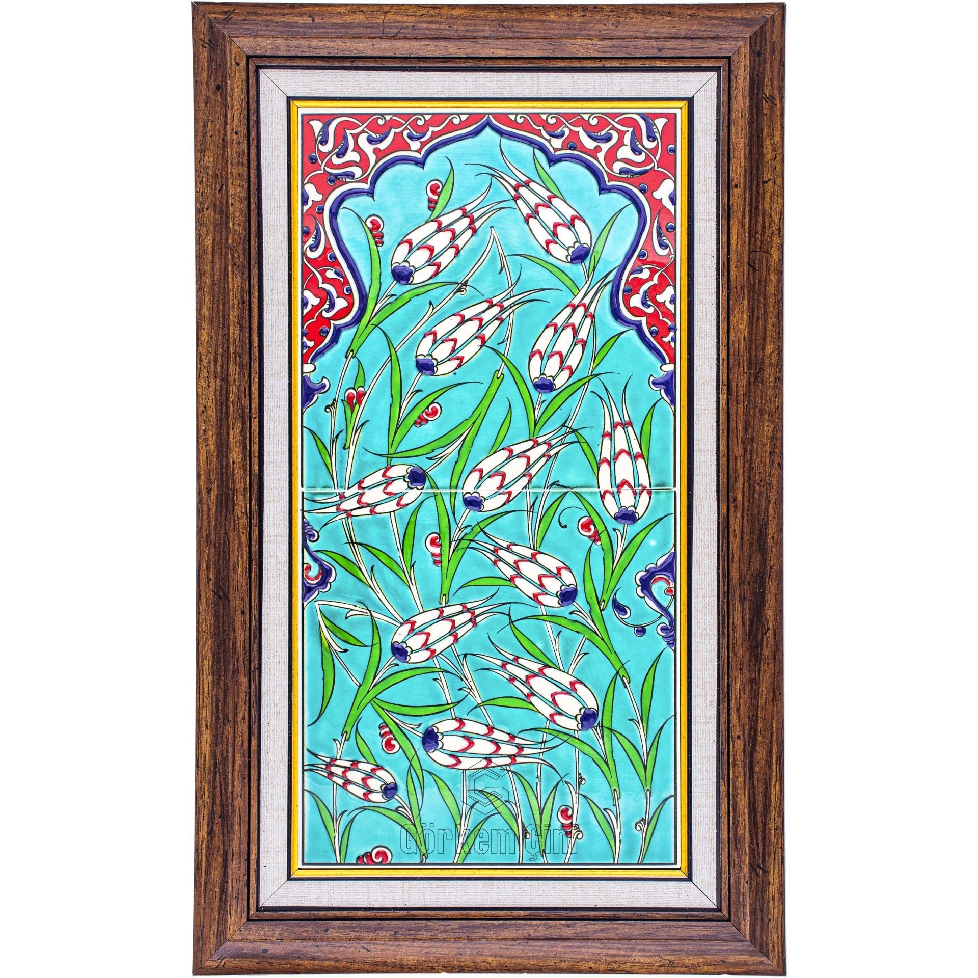 Armada Çini 20x40 Cm ED 154 Mavili Lalezar Eldekoru Çini Pano