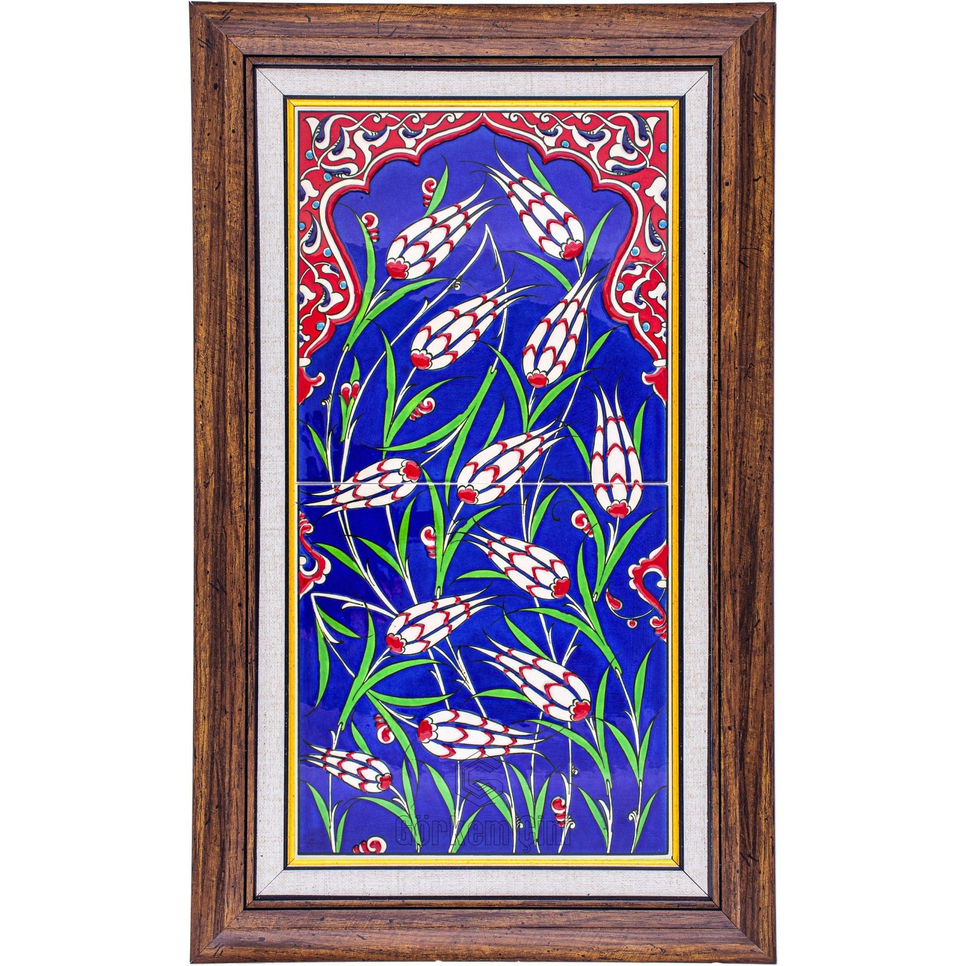 Armada Çini 20x40 Cm ED 158 Mavi Selvi Eldekoru Çini Pano