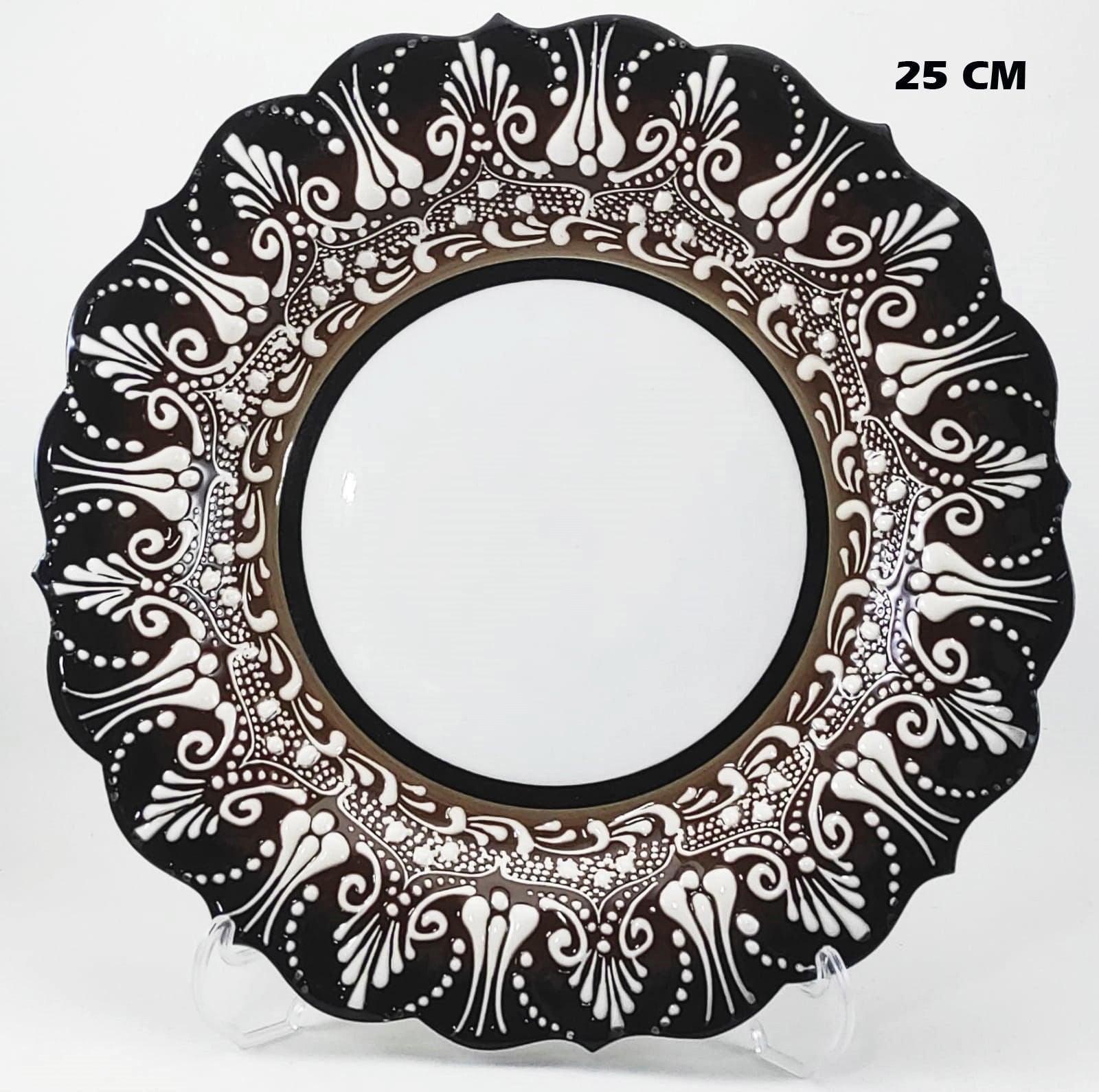 Armada çini 25 cm AR 251 Çini İşlemeli Resim Baskı ve Kaligrafi Tabağı Kahve