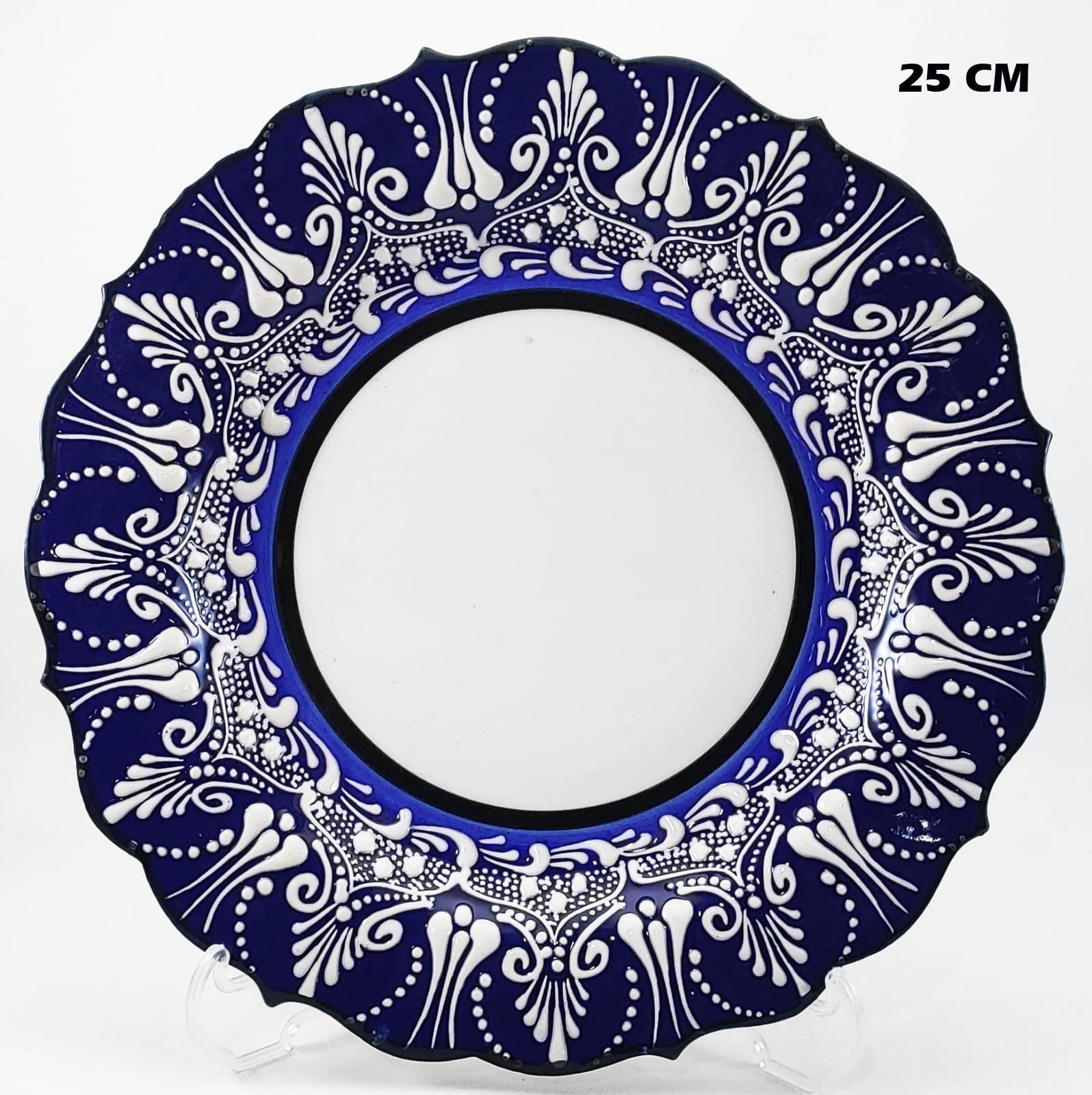 Armada çini 25 cm AR 253 Çini İşlemeli Resim Baskı ve Kaligrafi Tabağı Lacivert