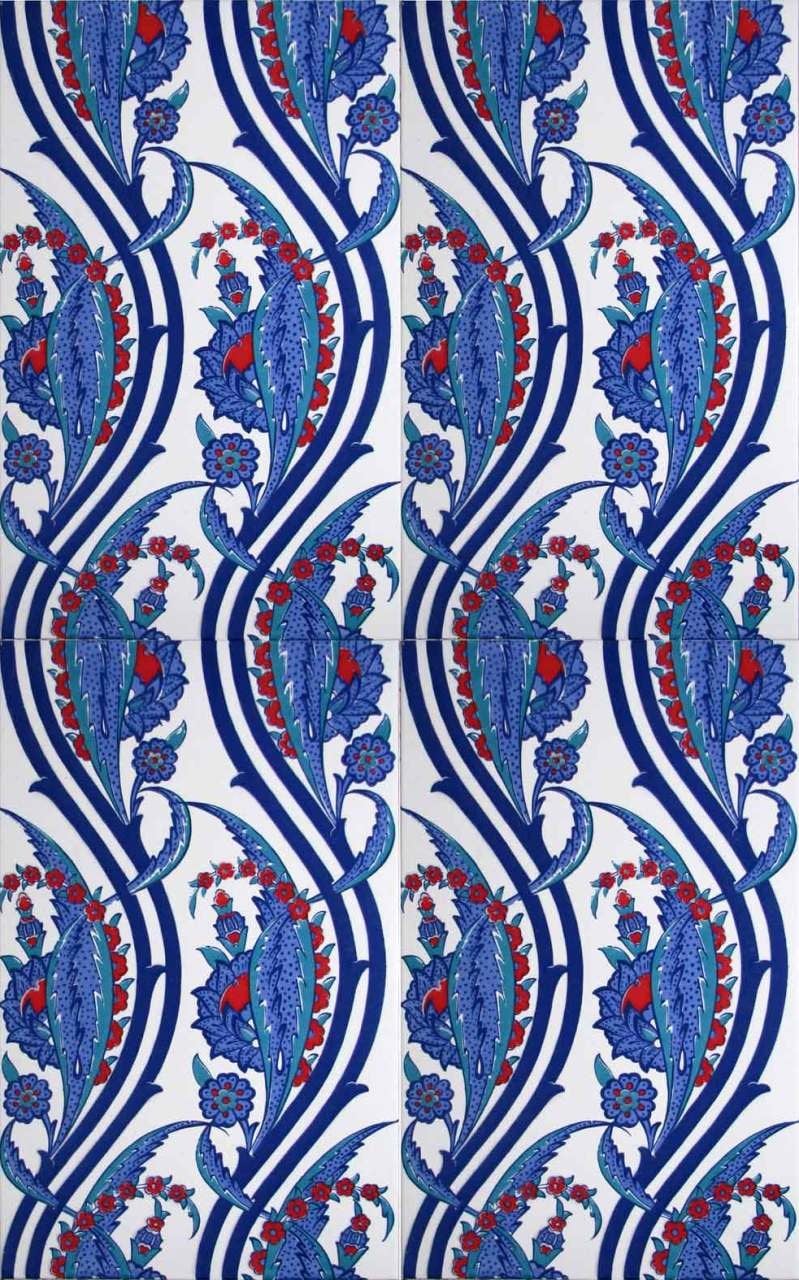 Armada Çini 25x40 Cm SP 404 Desenli İznik Çini Karo Sarmaşık Lale