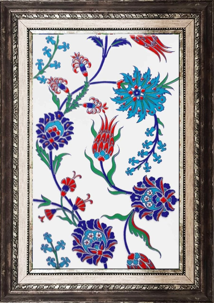 Armada Çini 25x40 Cm SP 405 Desenli İznik Çini Karo Lale Karanfil (2)