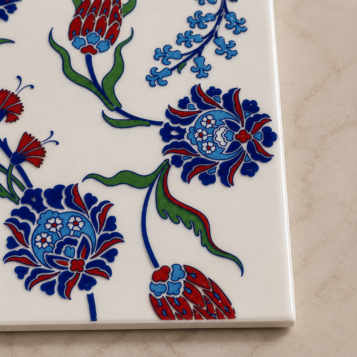 Armada Çini 25x40 Cm SP 405 Desenli İznik Çini Karo Lale Karanfil