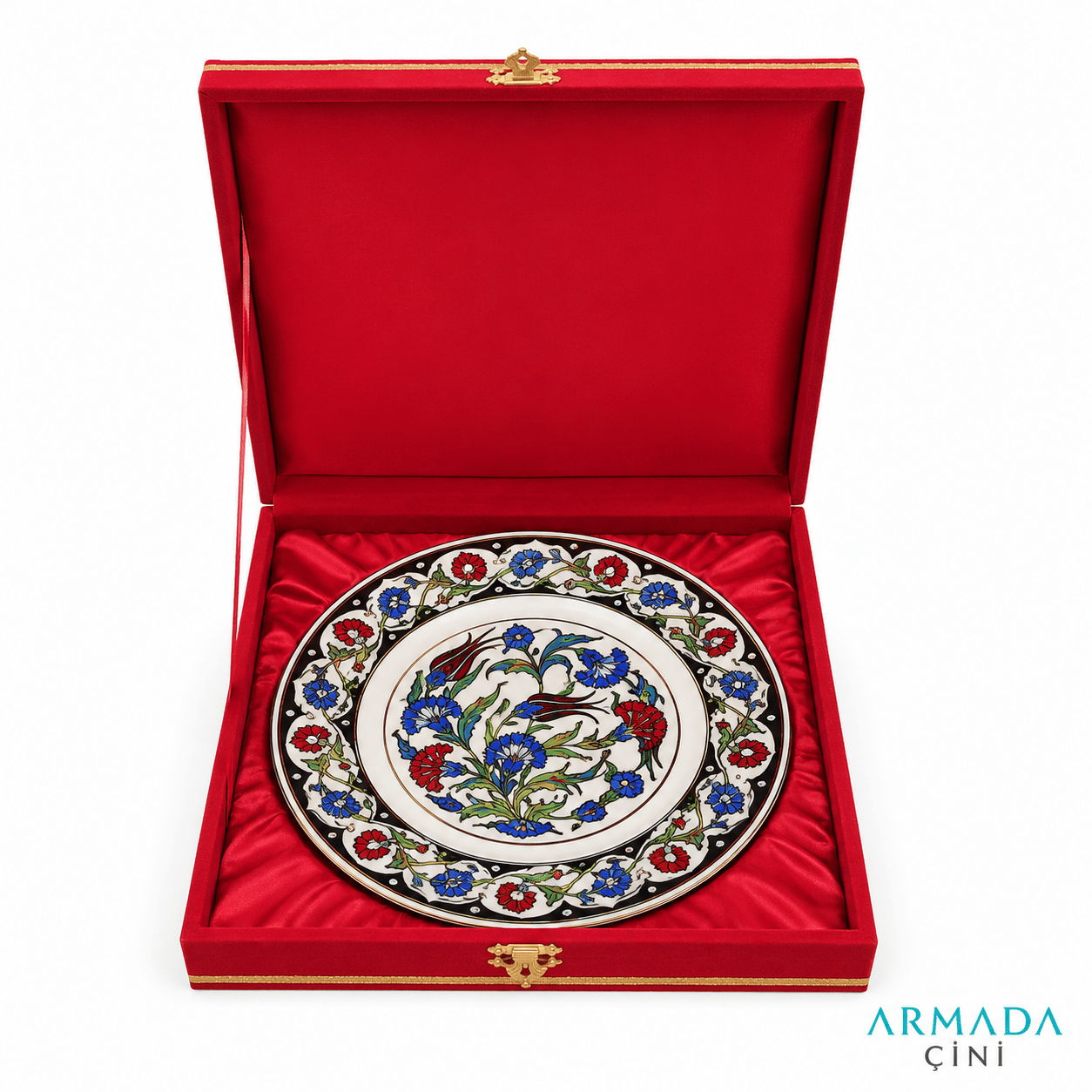 Armada Çini 40 cm Tabak kadife Kutusu Kırmızı