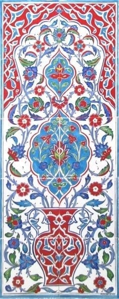 Armada Çini 40x100 Cm ED 703 Saksılı Eldekoru Çini Pano
