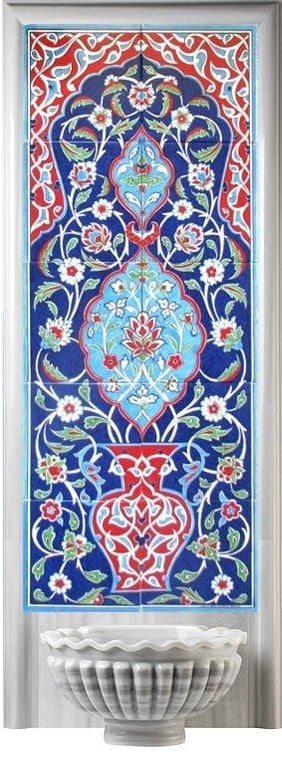Armada Çini 40x100 Cm ED 704 Kobalt Saksılı Eldekoru Çini Pano