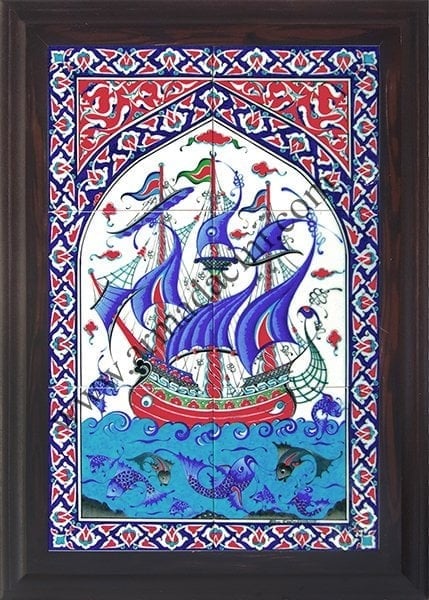 Armada Çini 40x60 Cm ED 501 Osmanlı Kalyon Eldekoru Çini Pano