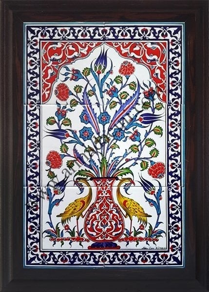 Armada Çini 40x60 Cm ED 513 Sarı Sülünlü Eldekoru Çini Pano
