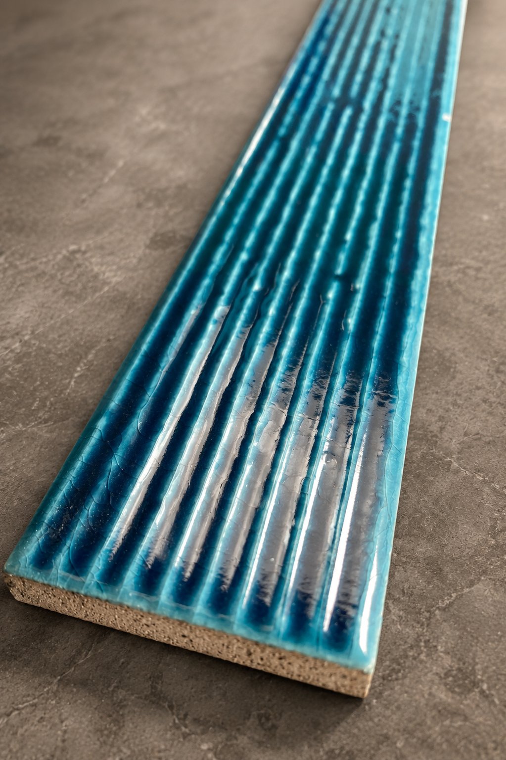 Armada Çini 5X40  FLAT Çizgili Petrol Mavisi Çini Seramik
