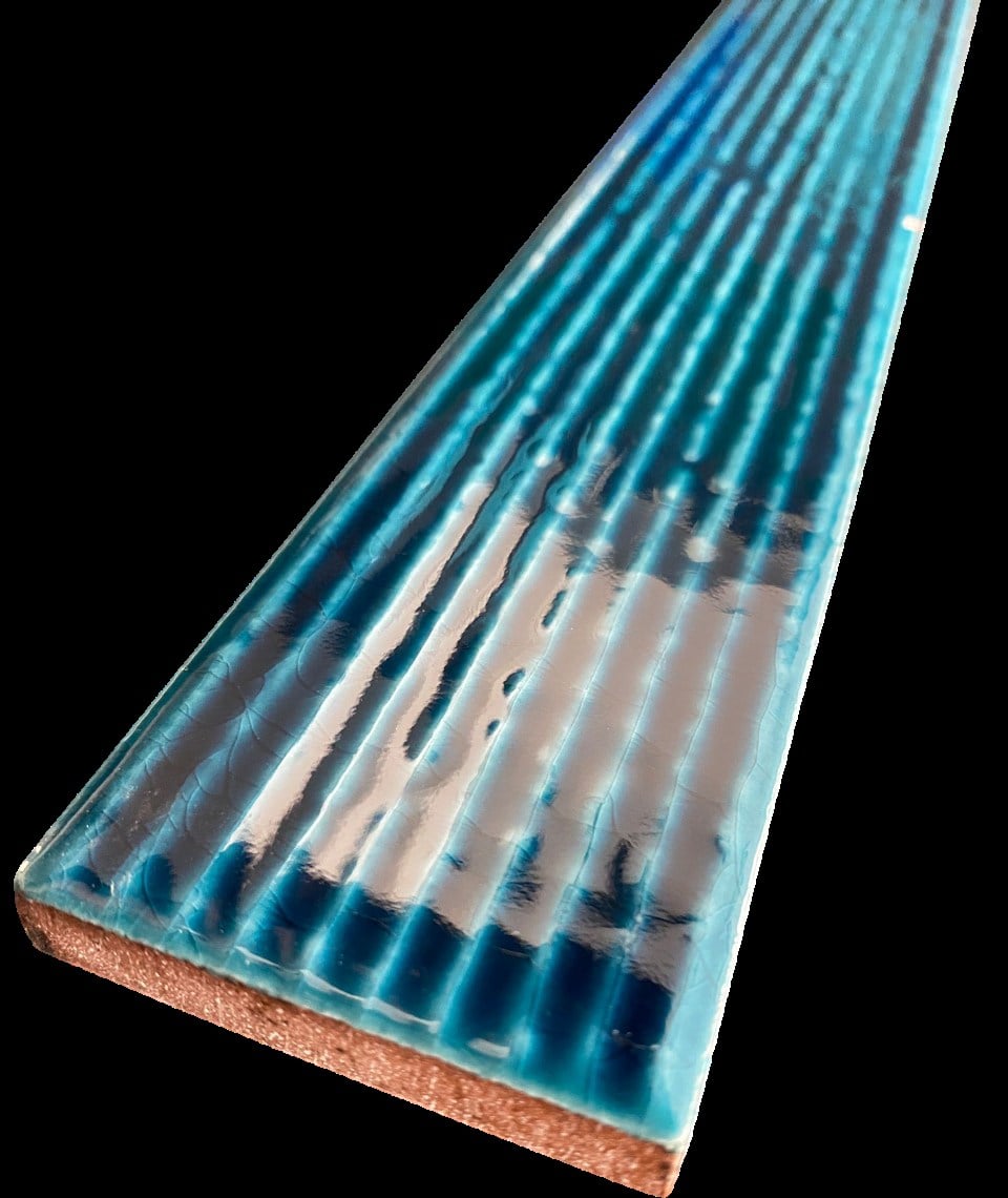Armada Çini 5X40  FLAT Çizgili Petrol Mavisi Çini Seramik