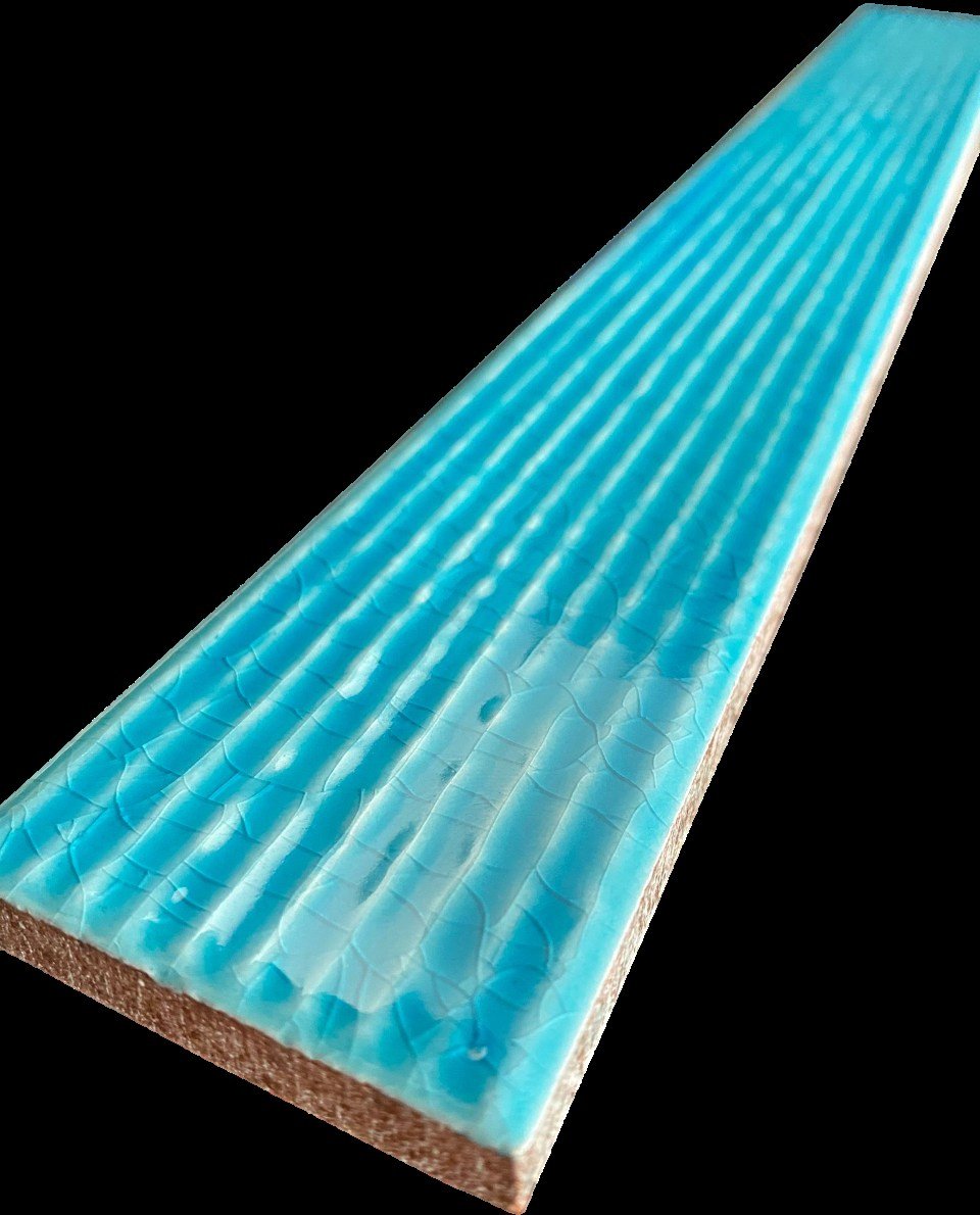 Armada Çini 5X40  FLAT Çizgili Turkuaz  Çini Seramik