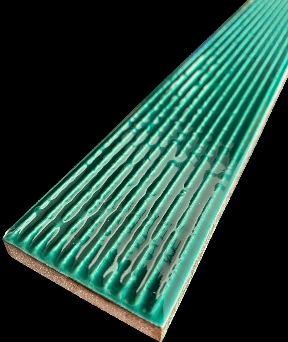 Armada Çini 5X40  FLAT Çizgili Yeşil  Çini Seramik