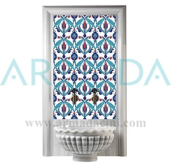 Armada Çini 60x100 Cm Ac 2 Kırmızı Lale Serigraf Türk Hamamı Pano