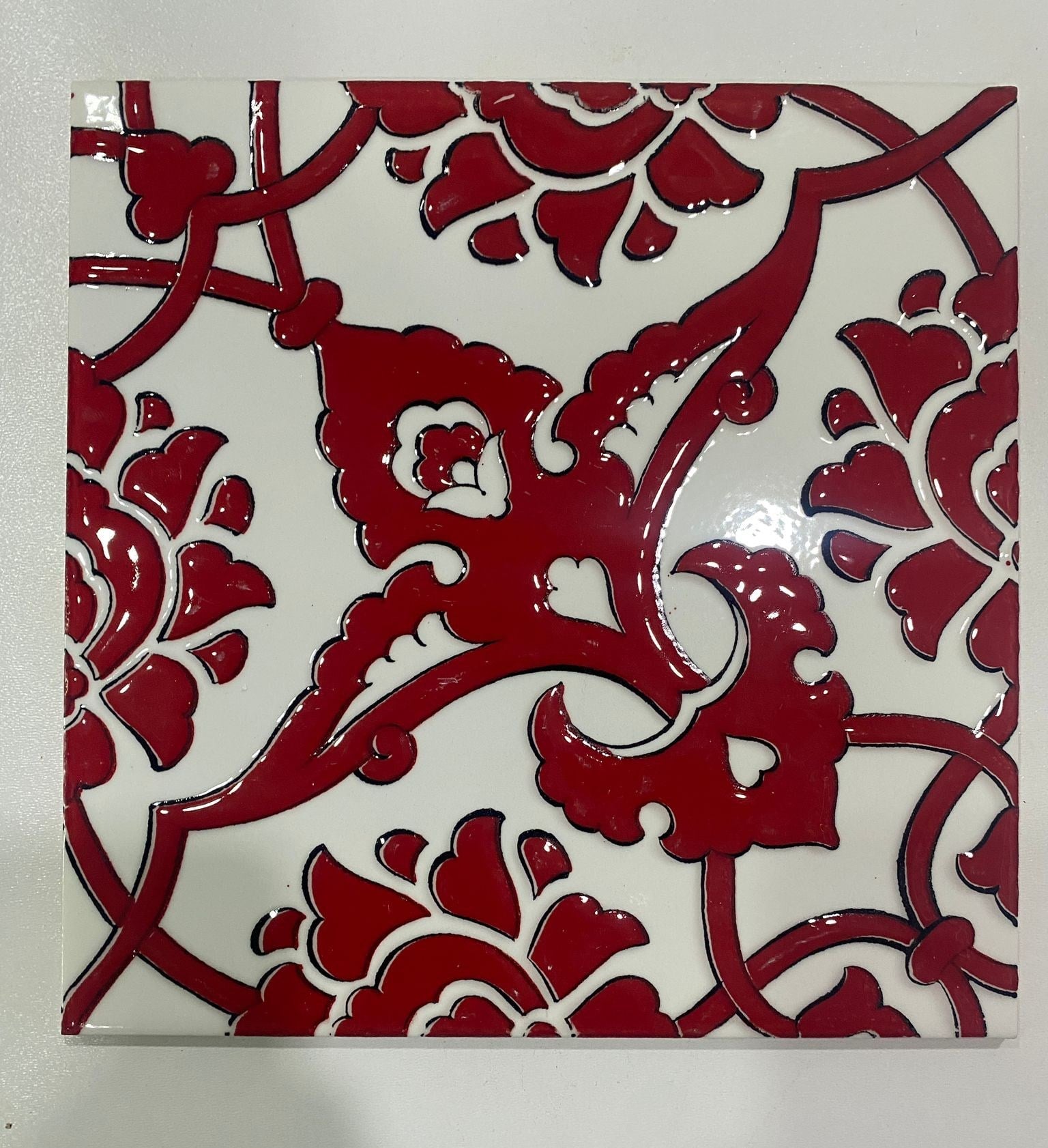 Armada Çini 60x100 Cm SP 83 Kırmızı Beyaz Serigraf Türk Hamamı Pano