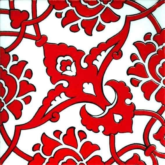 Armada Çini 60x100 Cm SP 83 Kırmızı Beyaz Serigraf Türk Hamamı Pano