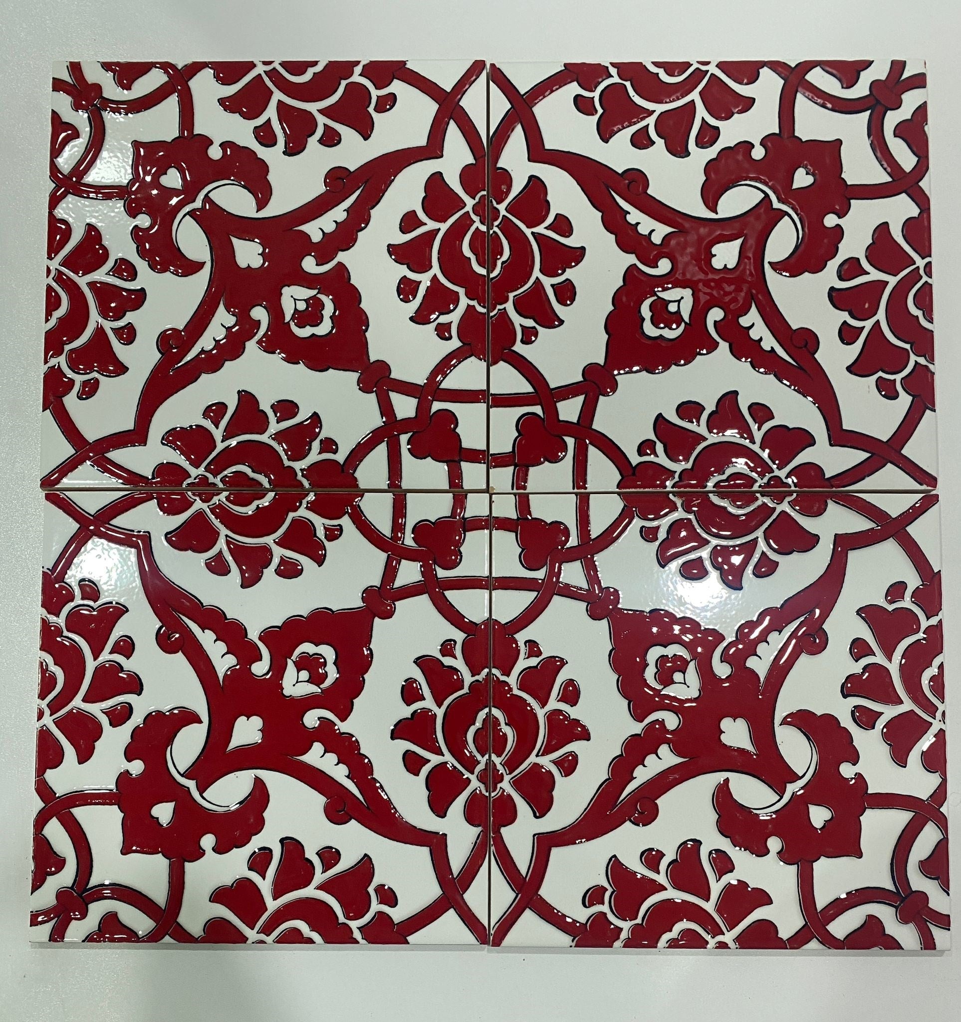 Armada Çini 60x100 Cm SP 83 Kırmızı Beyaz Serigraf Türk Hamamı Pano